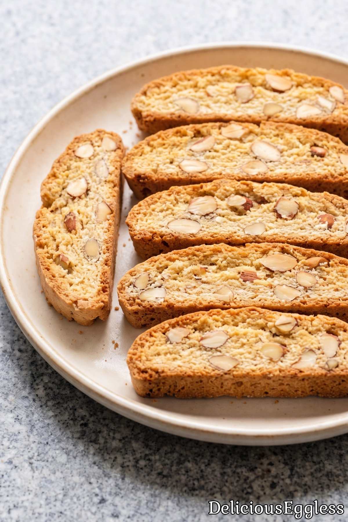 Baked eggless almond biscotti with nuts