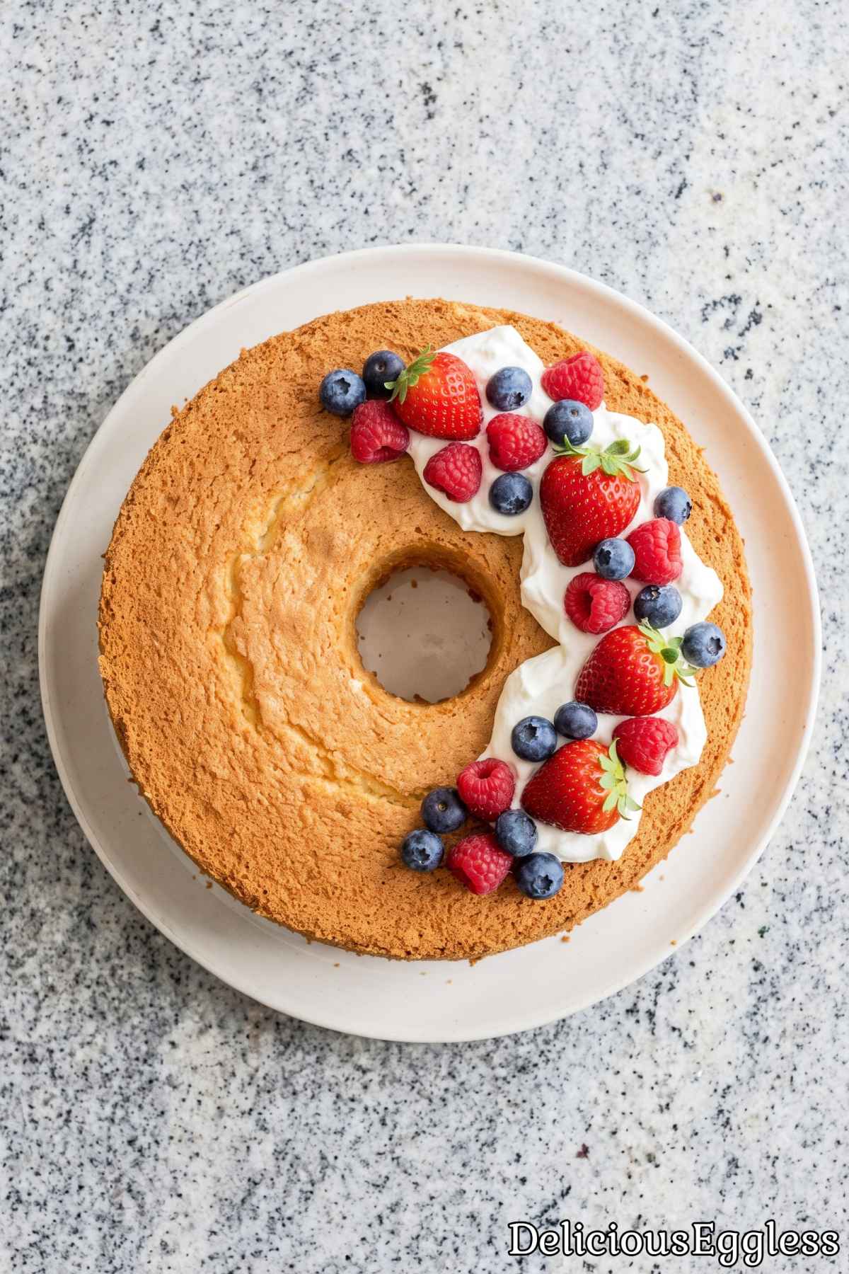 Sweet and spongy eggless angel food cake