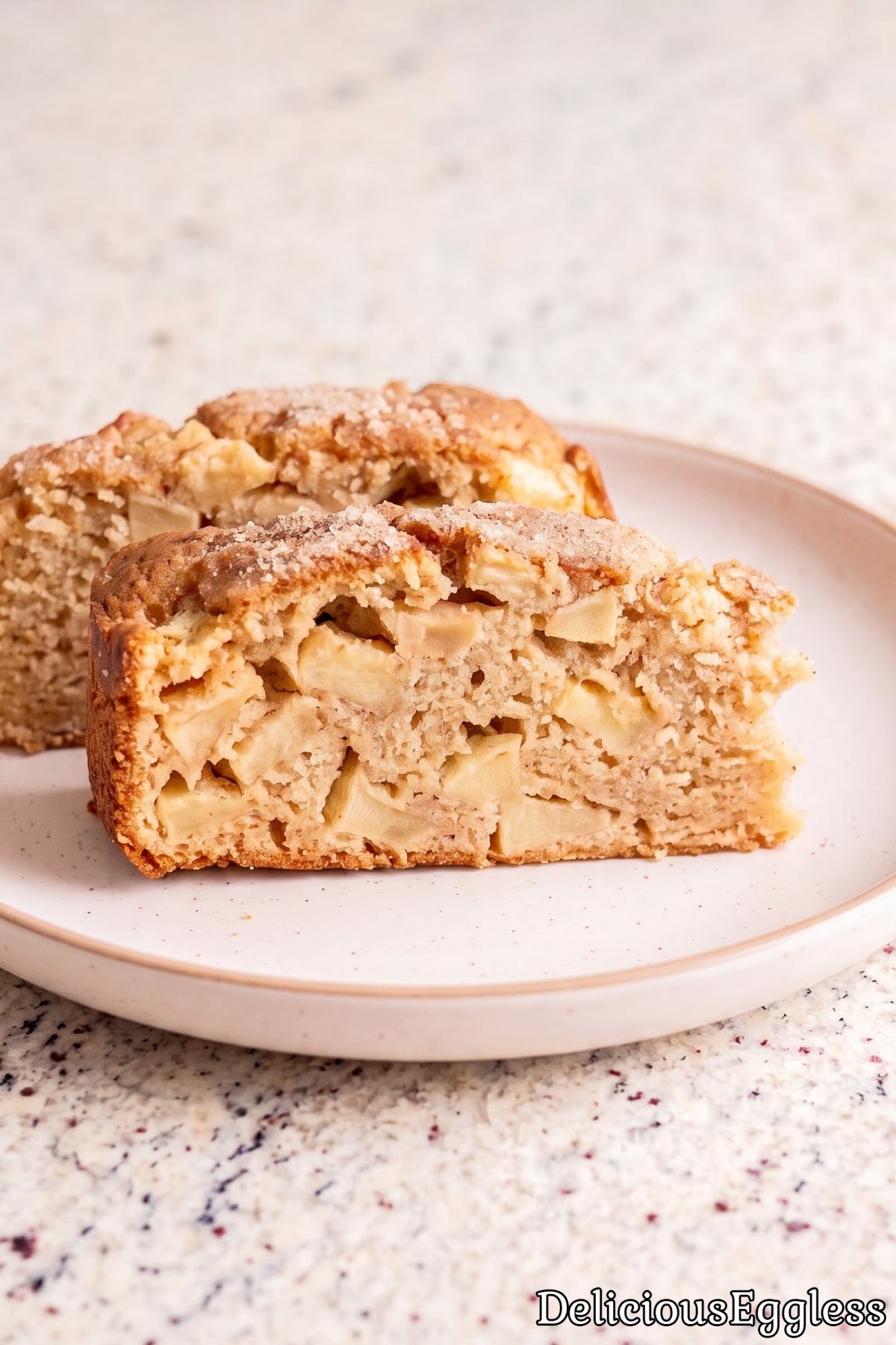 Simple eggless apple cake with cinnamon