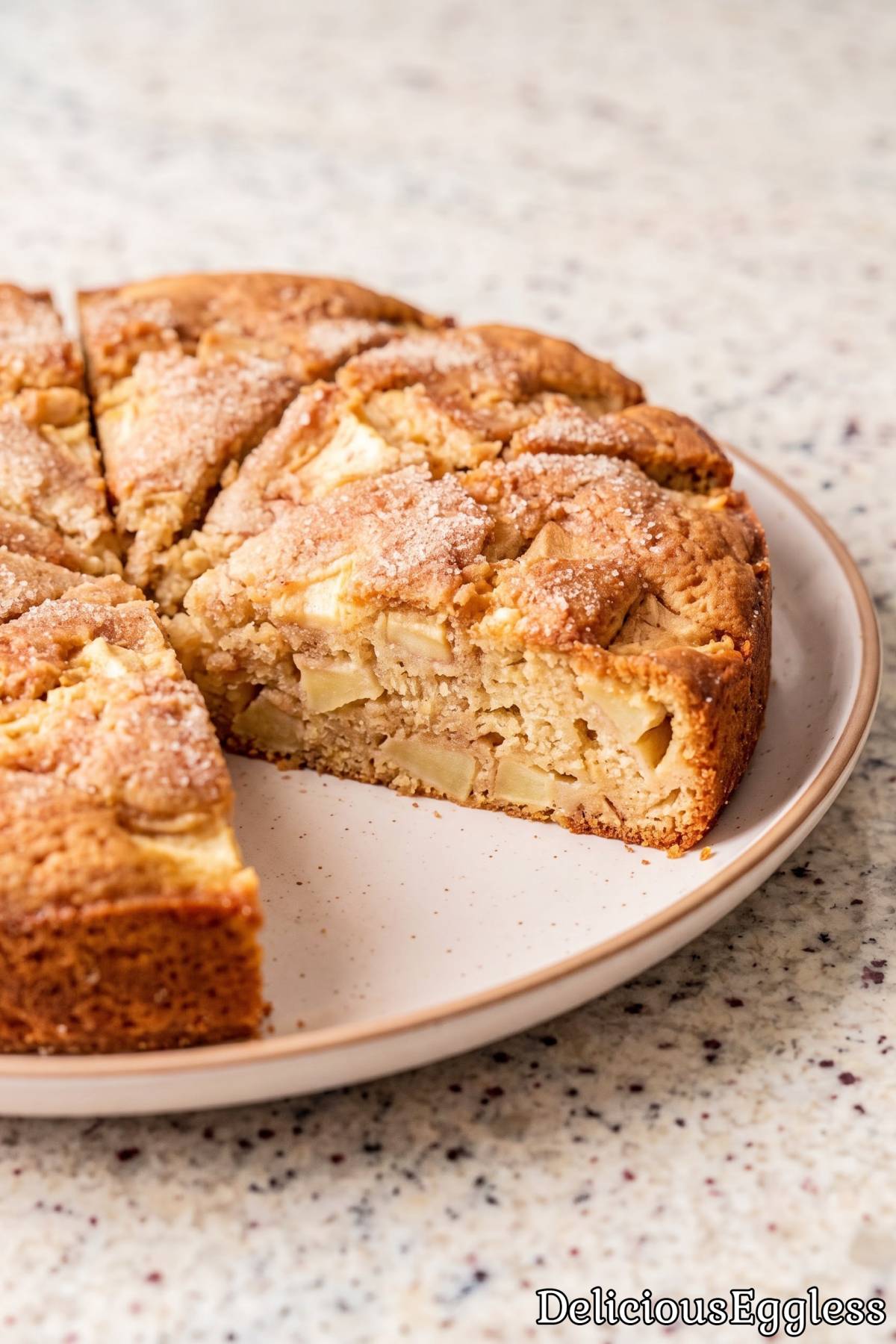 Moist eggless apple cinnamon cake slice