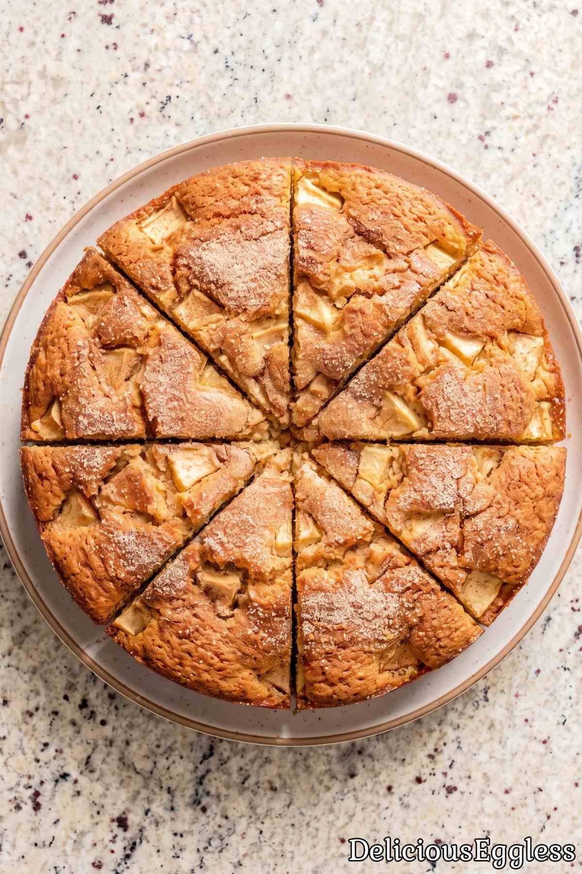 Soft slice of eggless apple cinnamon cake