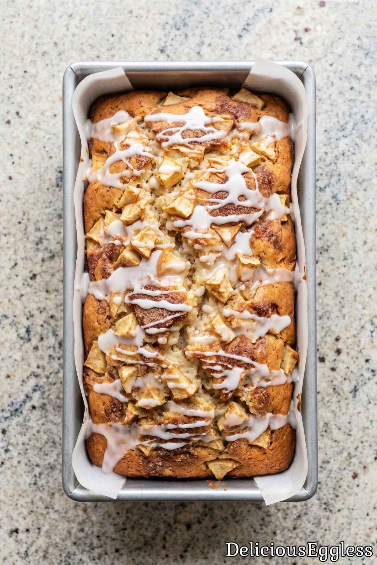 Eggless cinnamon apple fritter bread