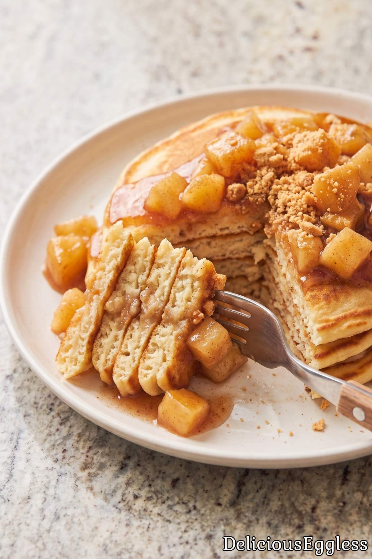 Light, fluffy eggless apple pancakes