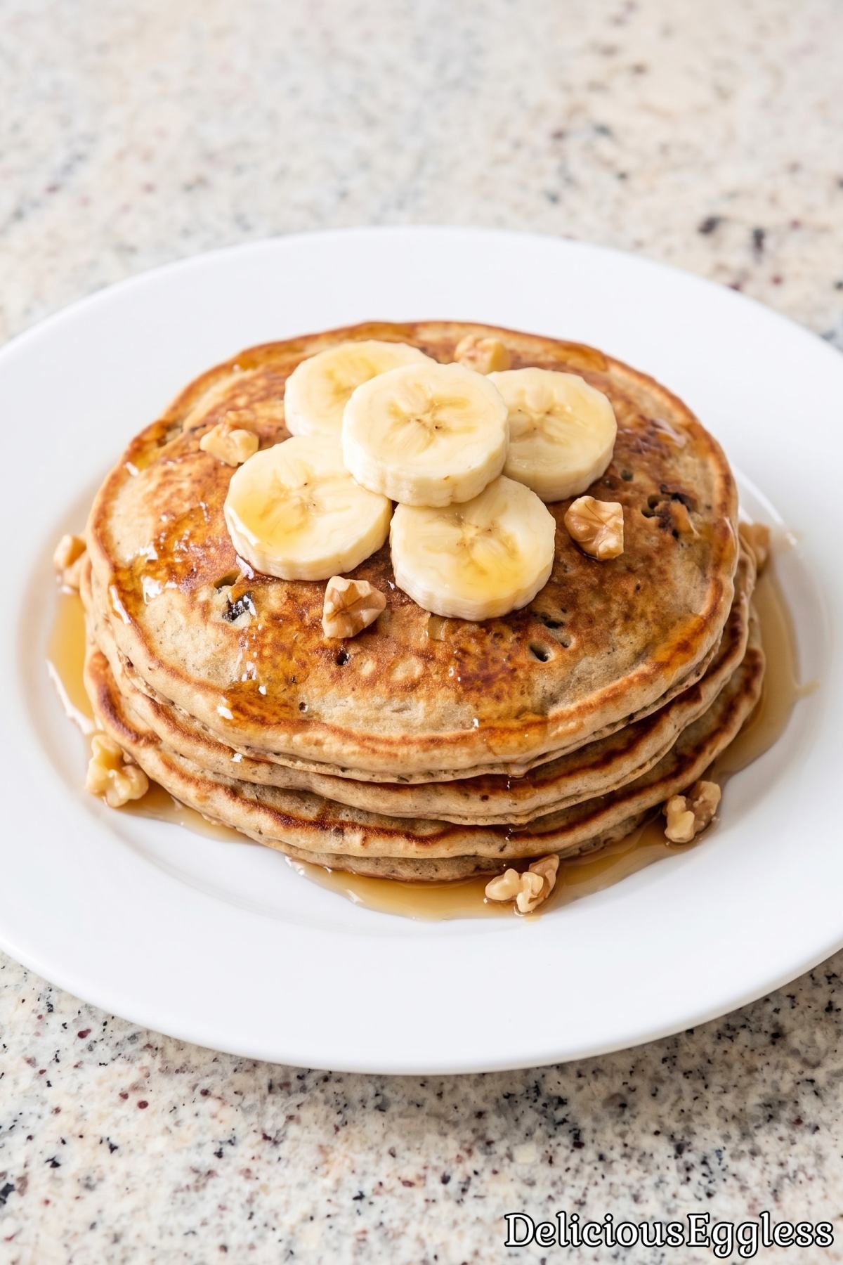 Homemade eggless banana bread pancakes
