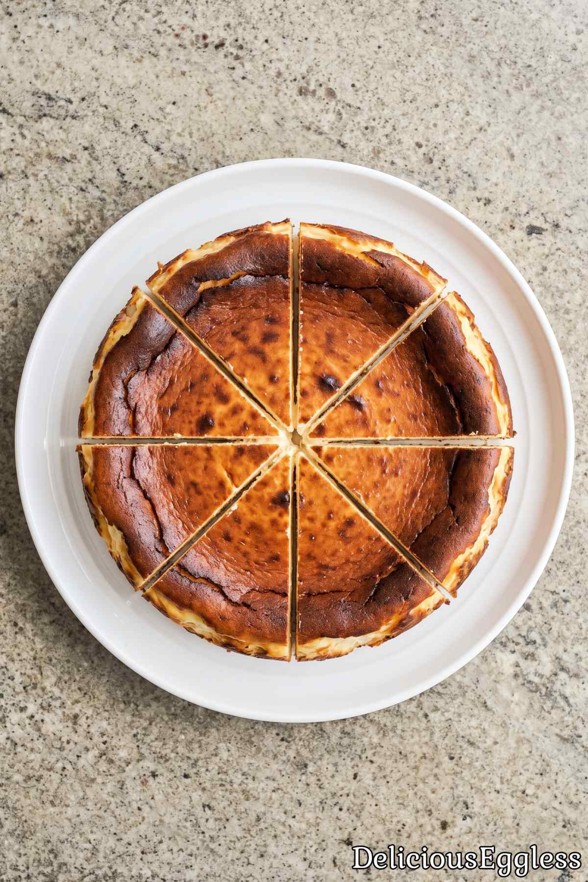 Eggless Basque burnt cheesecake with dark top