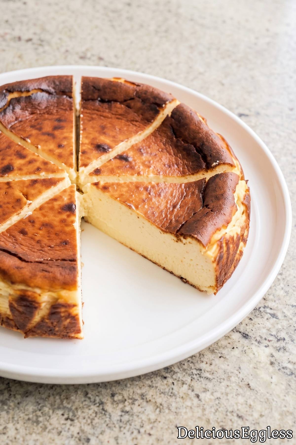 Homemade eggless burnt Basque cheesecake