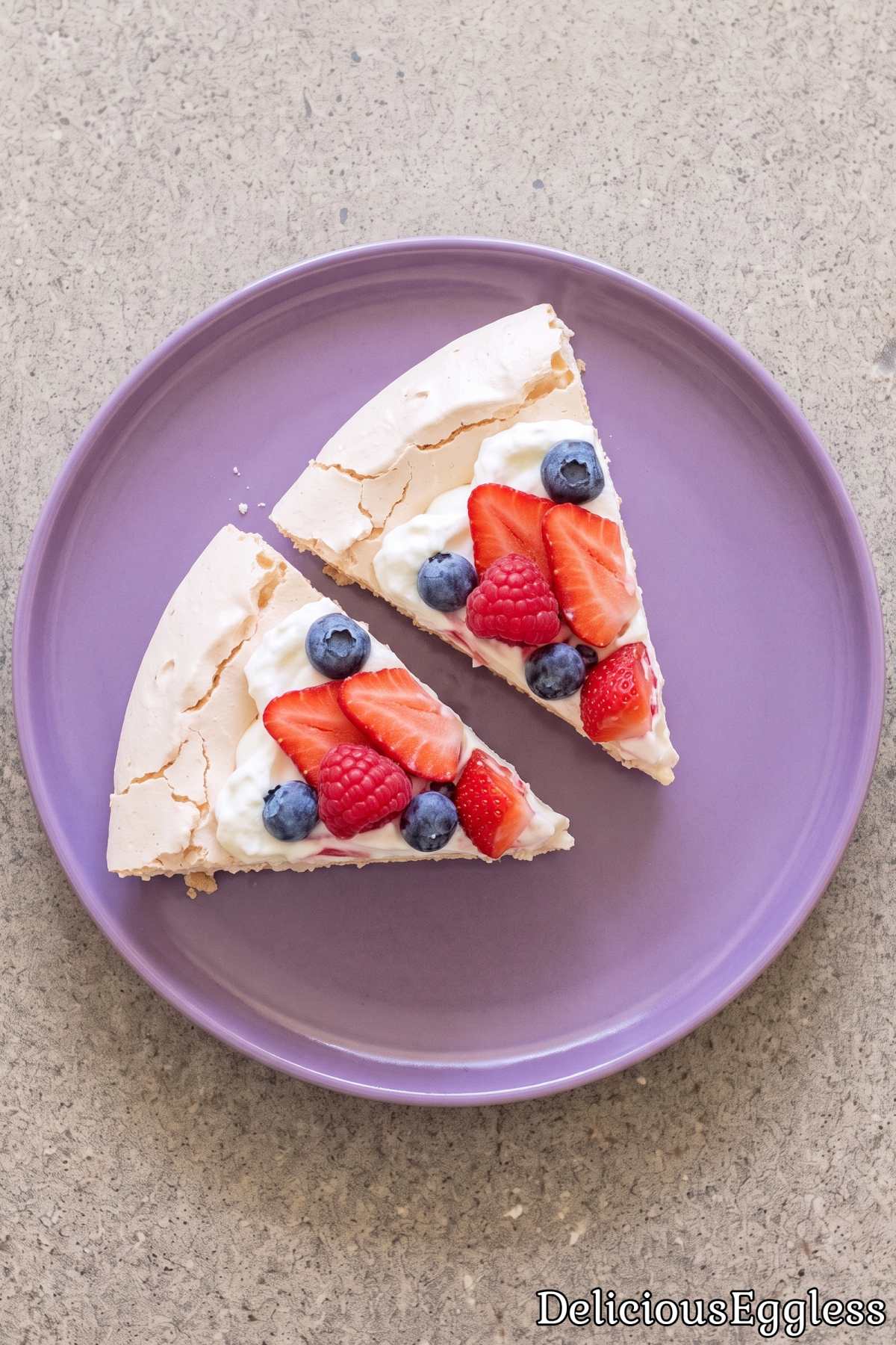 Crispy eggless pavlova with sweet berries