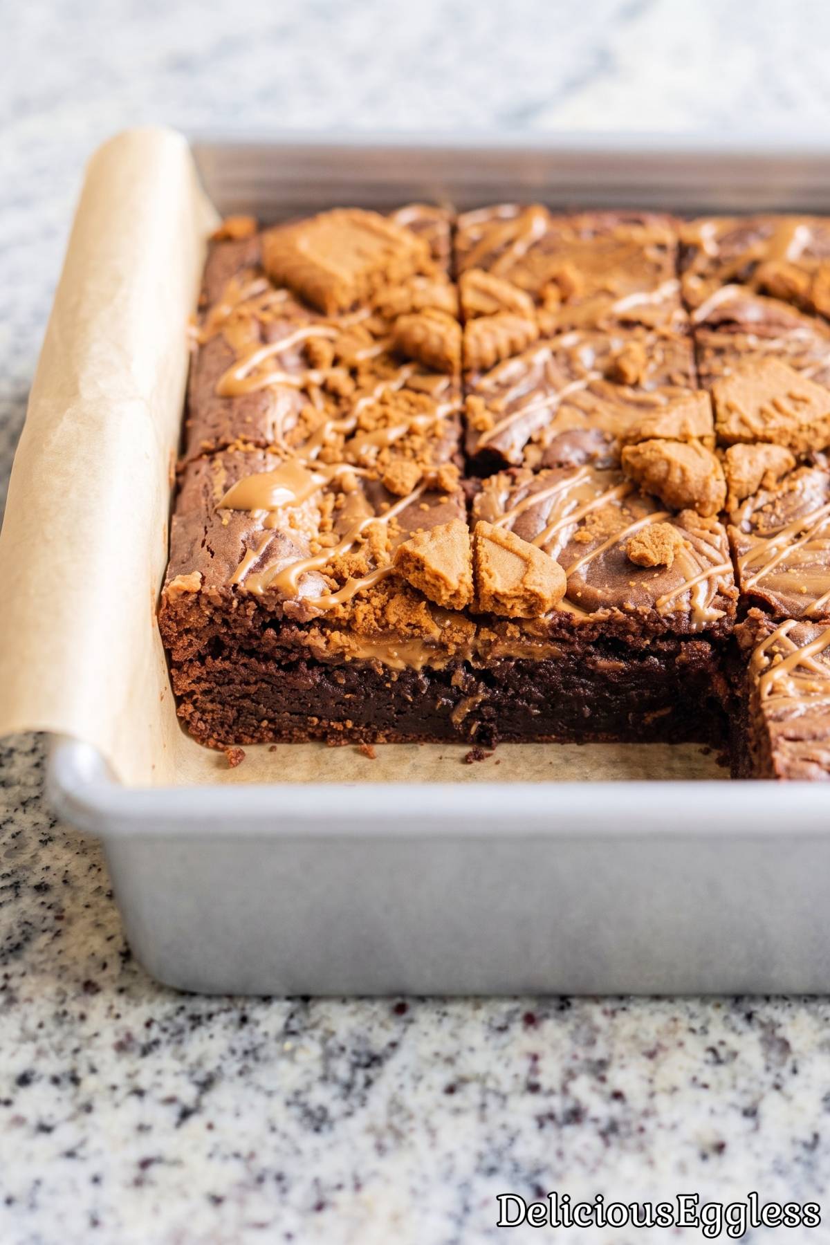 Easy homemade eggless Biscoff brownies