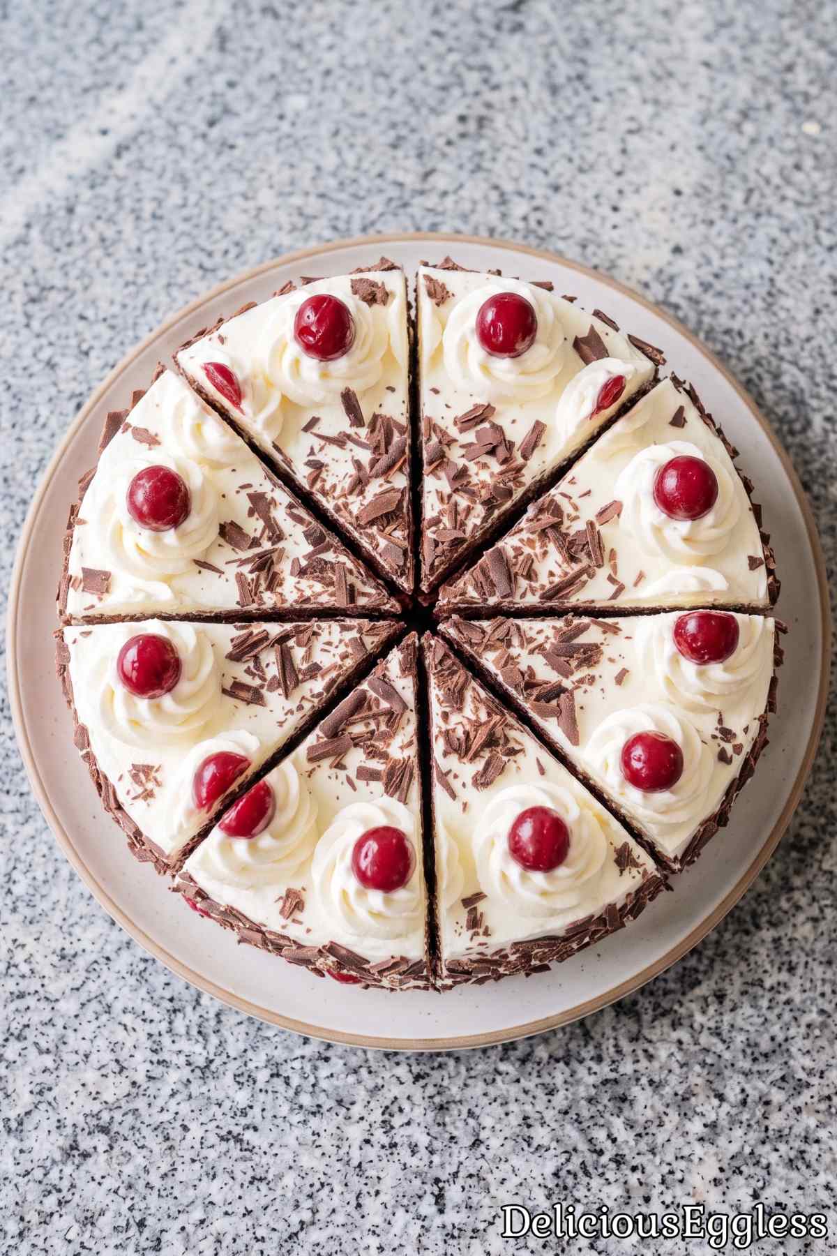 Moist eggless chocolate black forest cake.