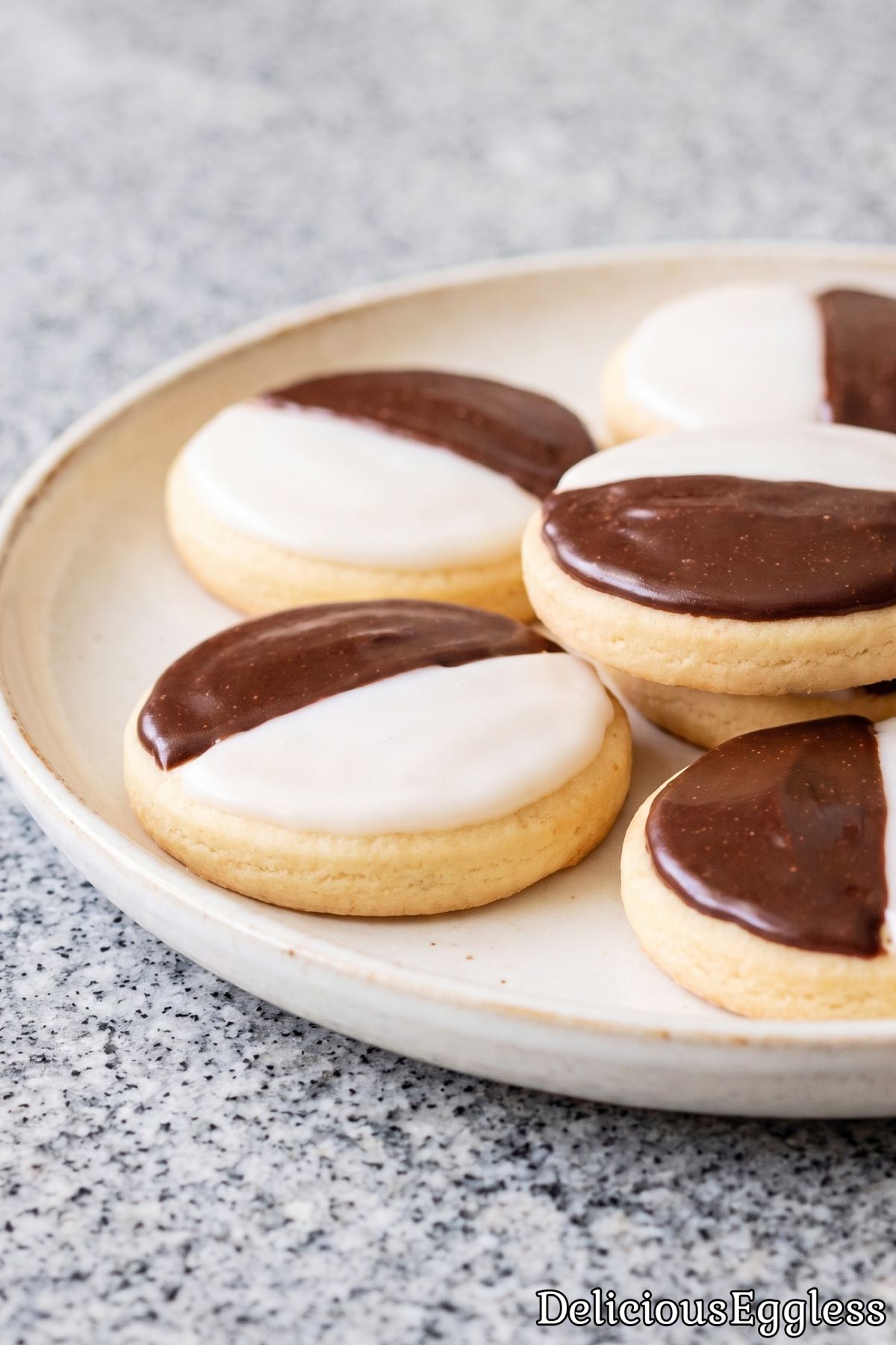 Fresh baked eggless black and white cookie