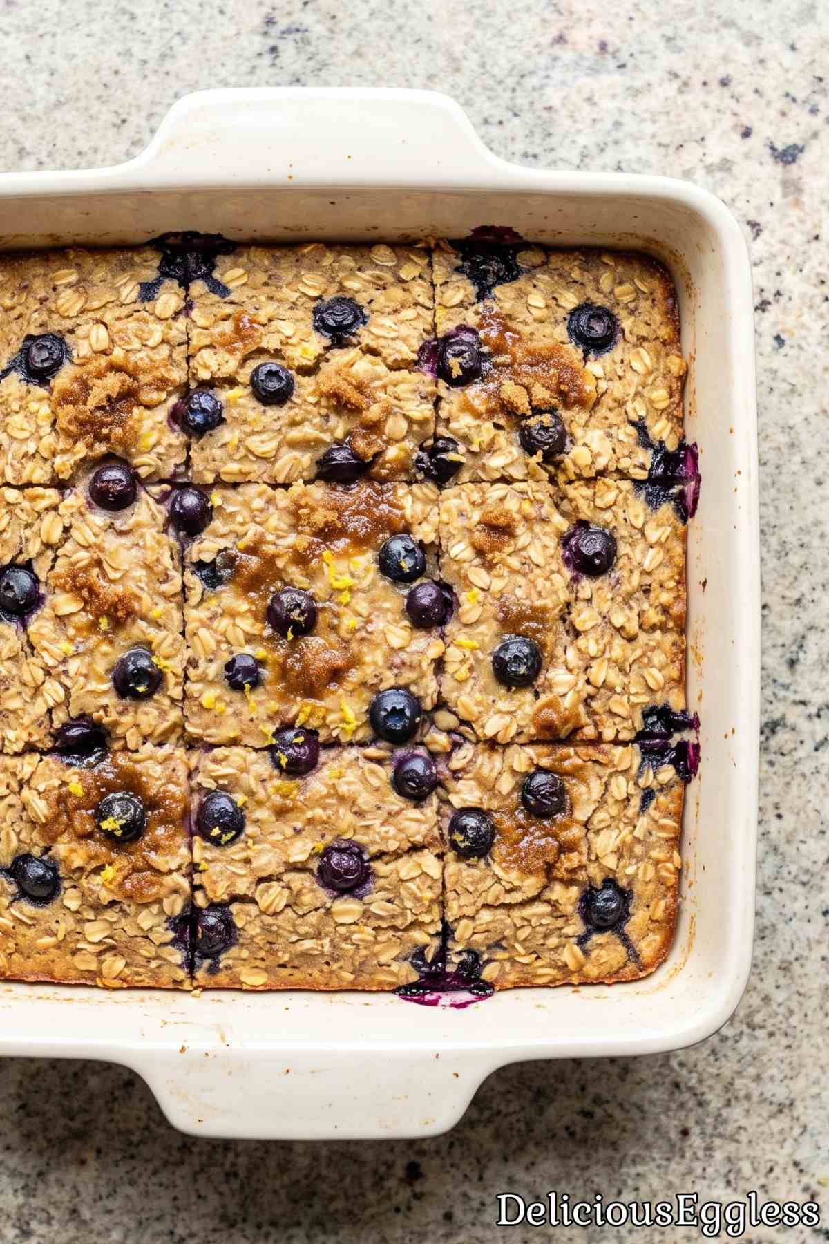 Baked eggless oatmeal with blueberries