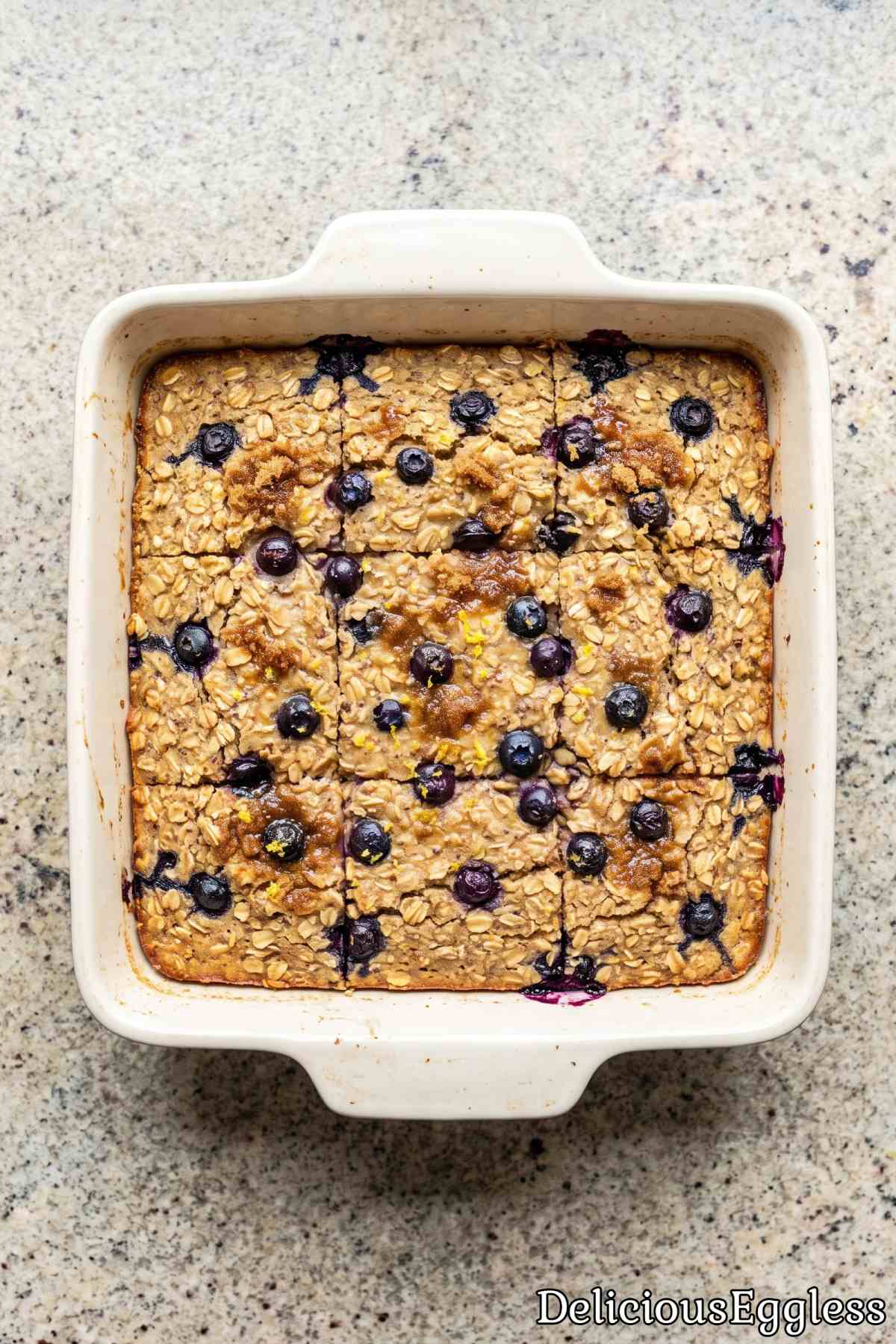 Fresh baked eggless blueberry oats
