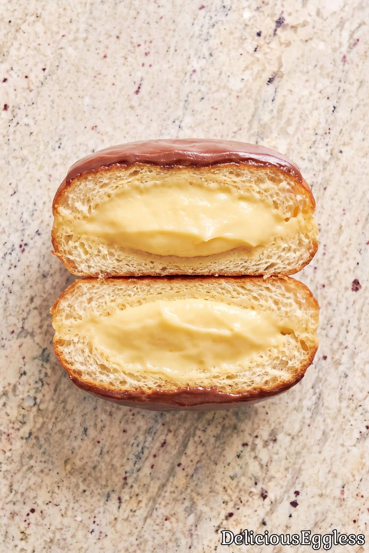 Delicious eggless Boston cream donuts