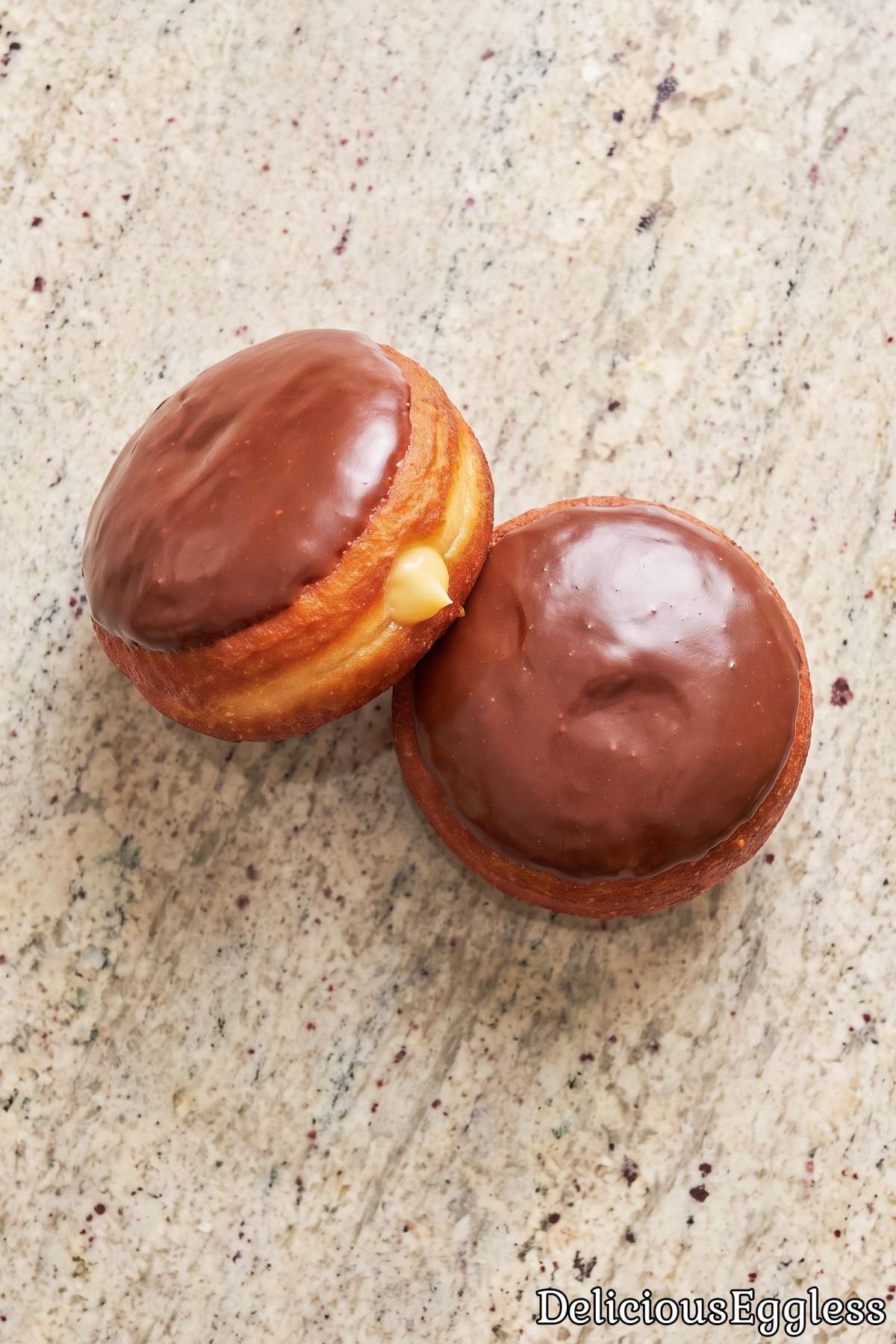 Fresh eggless Boston cream donuts