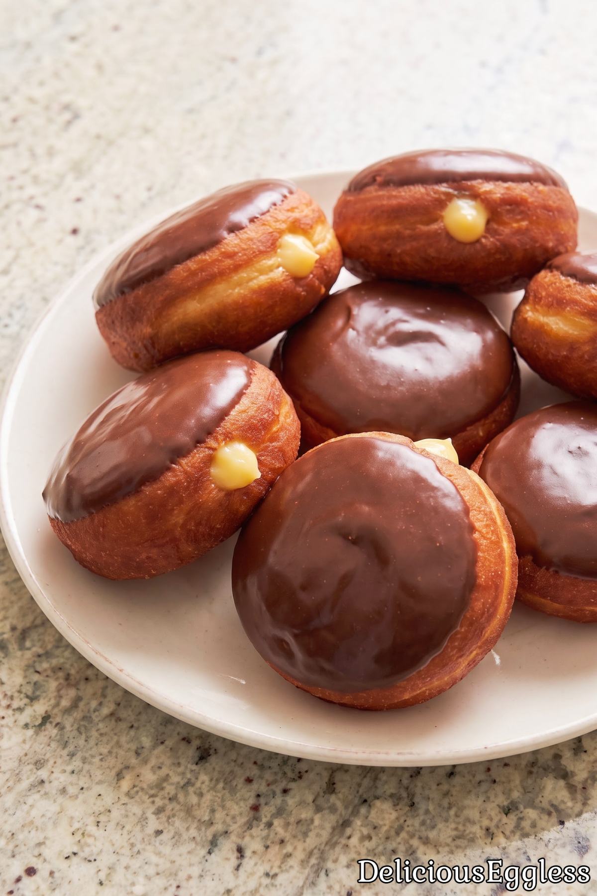 Cream filled eggless Boston donuts