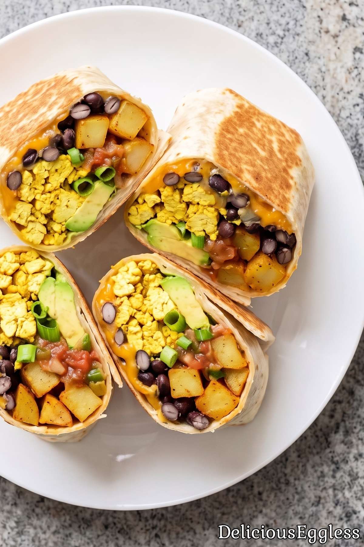 Easy homemade eggless breakfast burrito