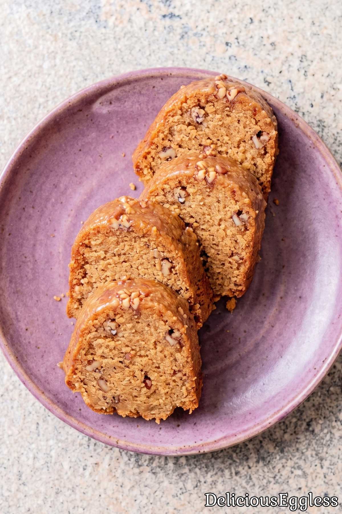 Slice of soft eggless butter rum cake