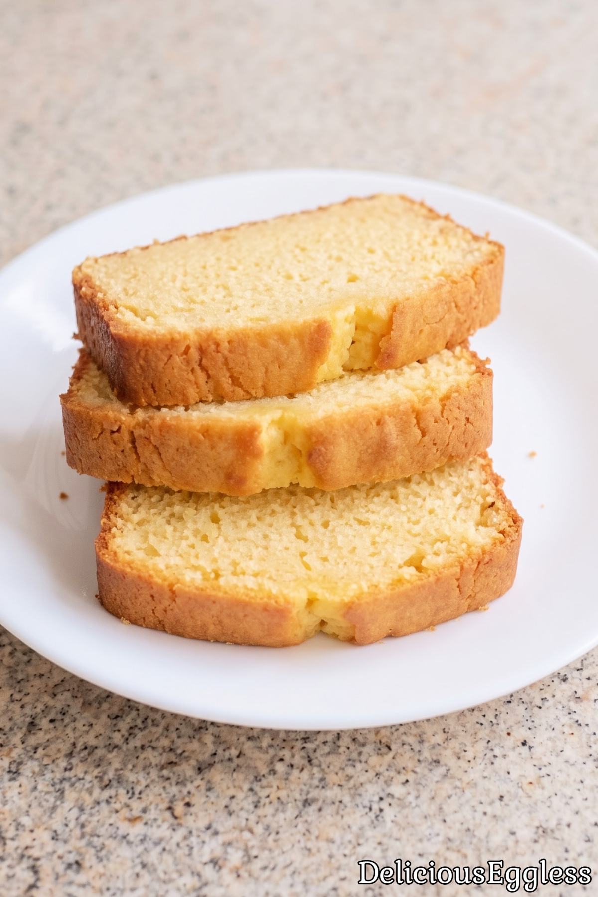 Golden baked eggless butter cake