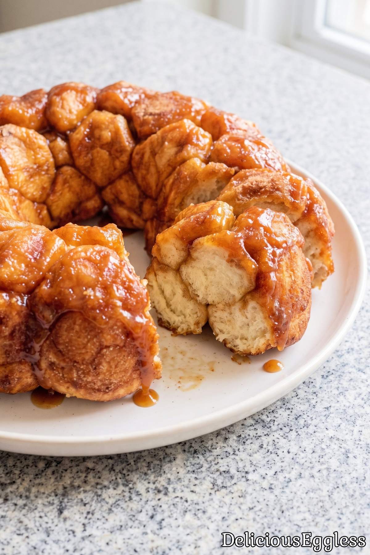 Tender eggless caramel monkey bread bites