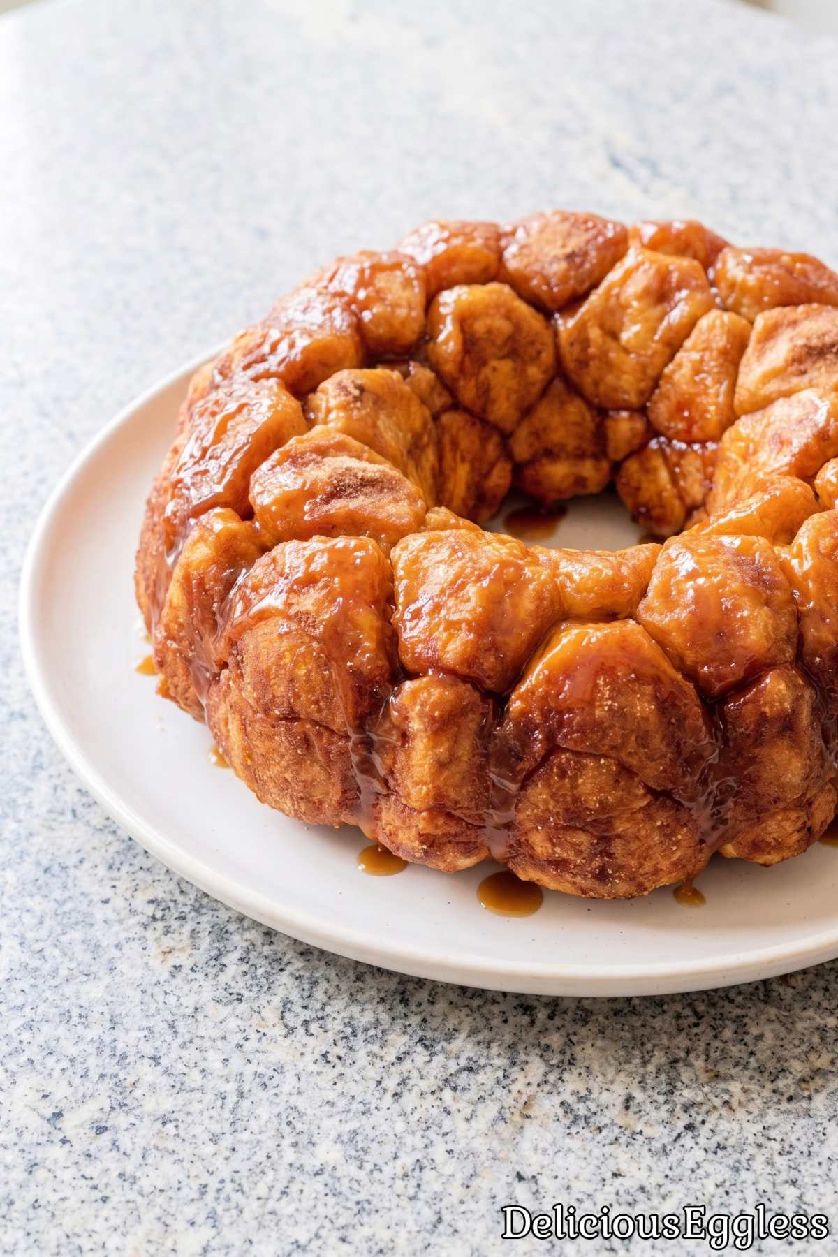 Warm eggless caramel monkey bread