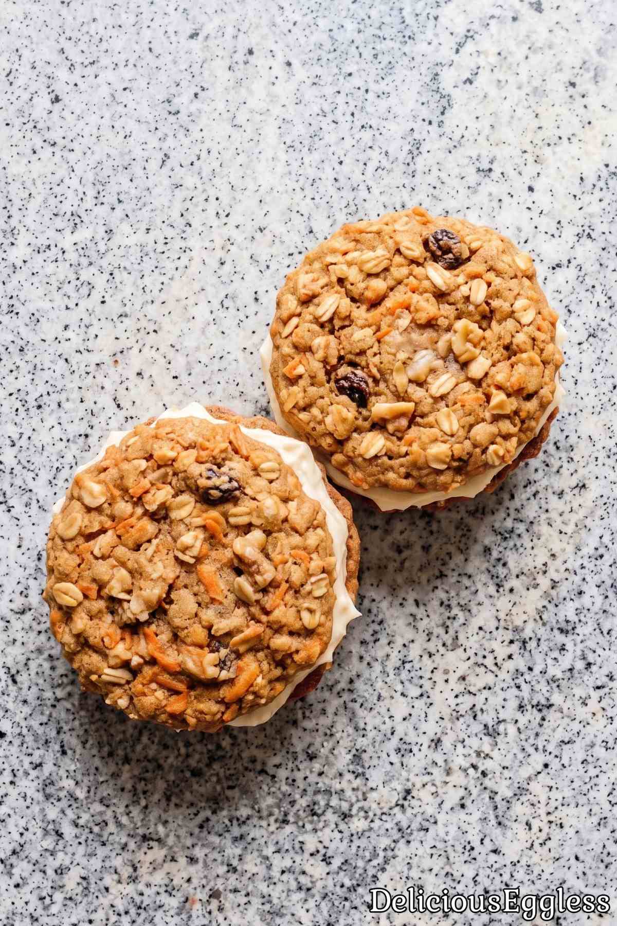 Sweet glazed eggless carrot cookies