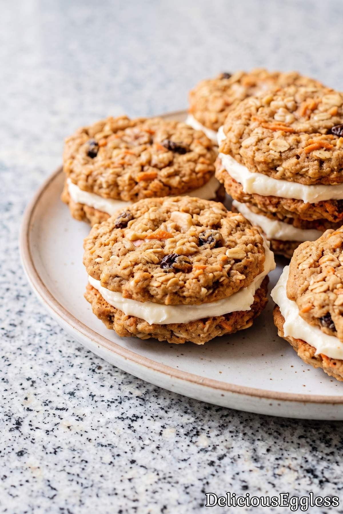 Eggless carrot cake cookies on a plate