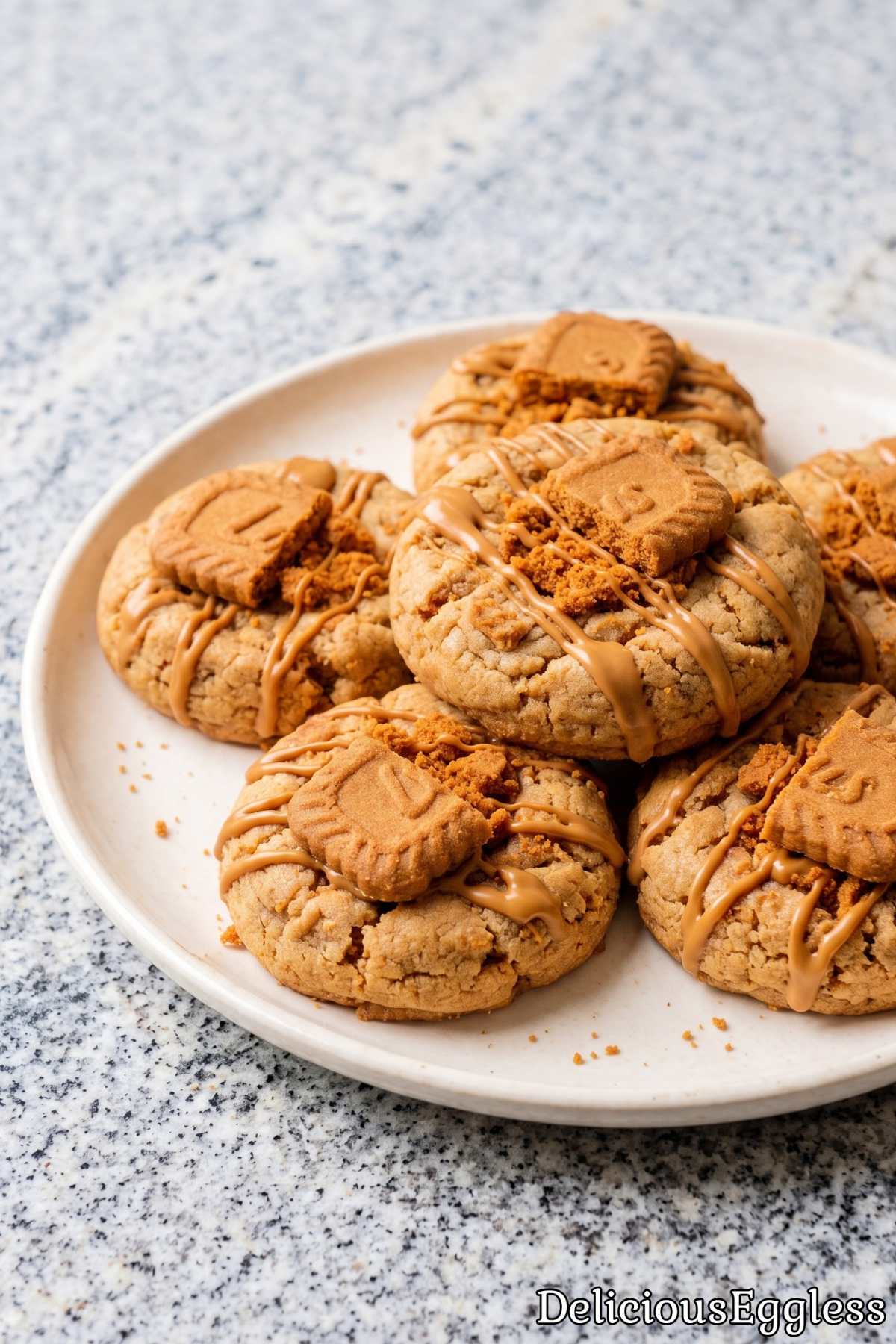 Fresh baked chewy egg free Biscoff cookies