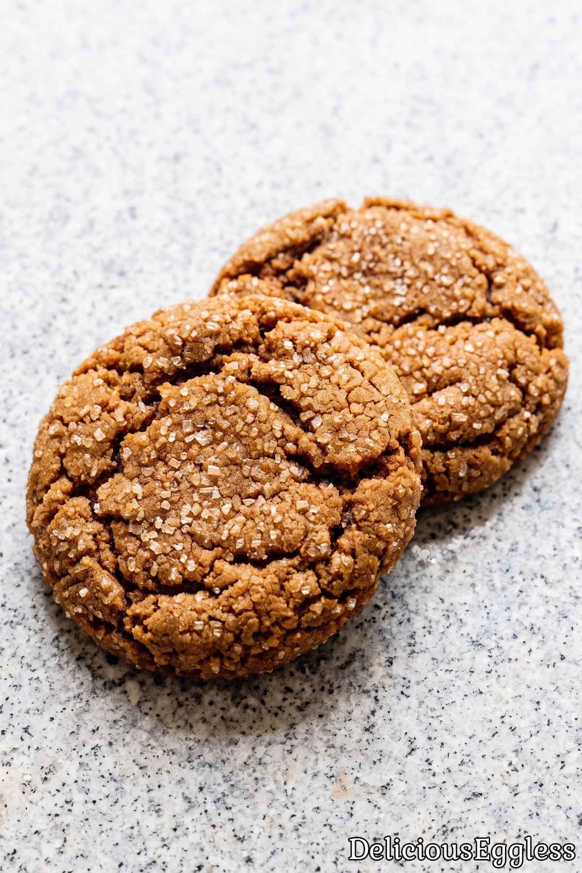 Tender eggless chewy molasses cookies