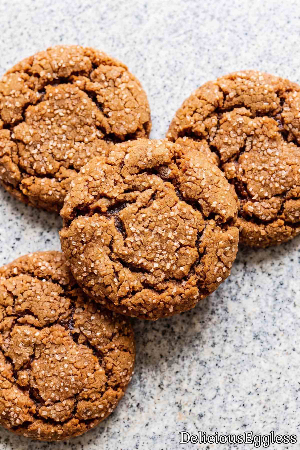 Crinkly chewy eggless molasses cookies