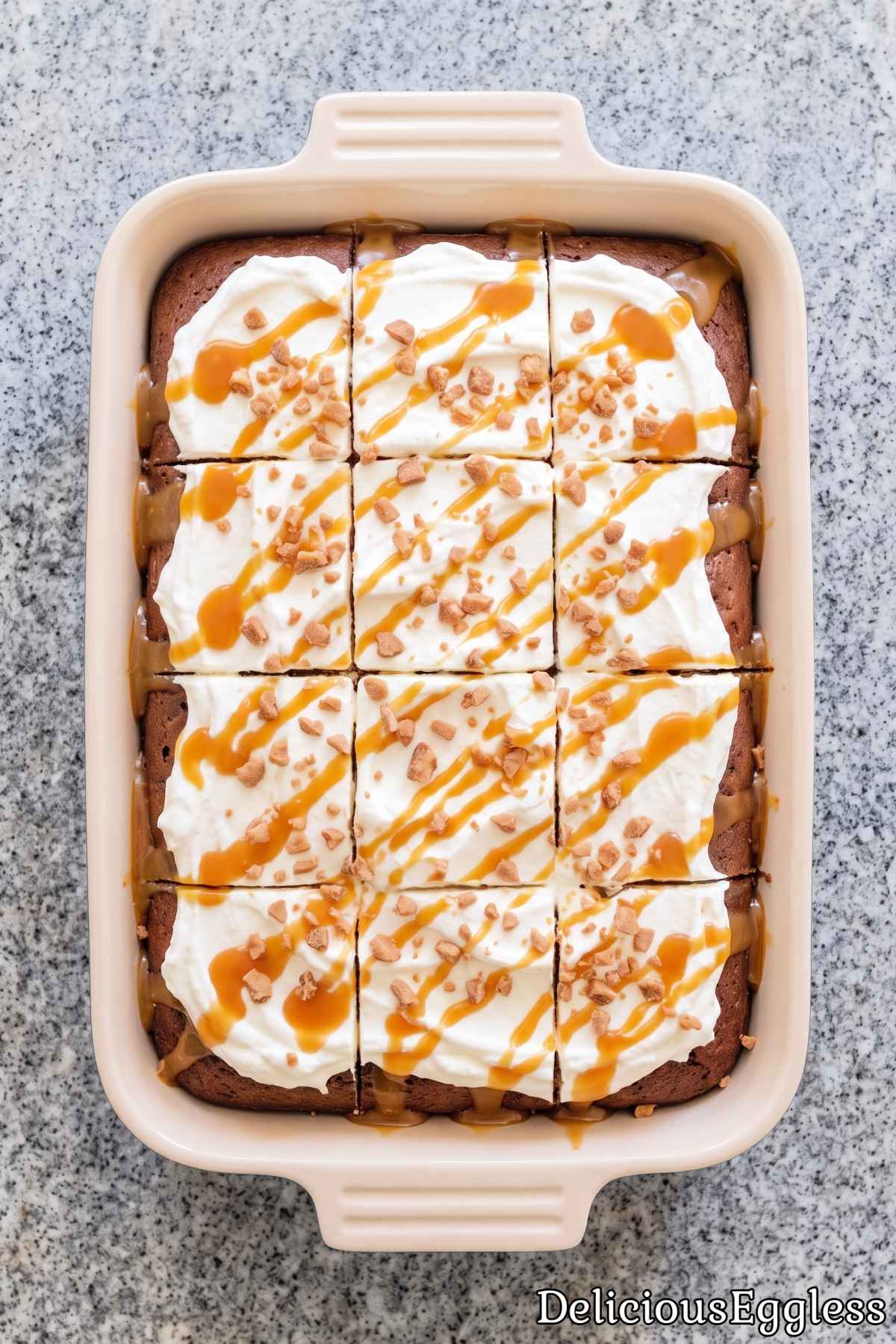 Decadent eggless chocolate poke cake