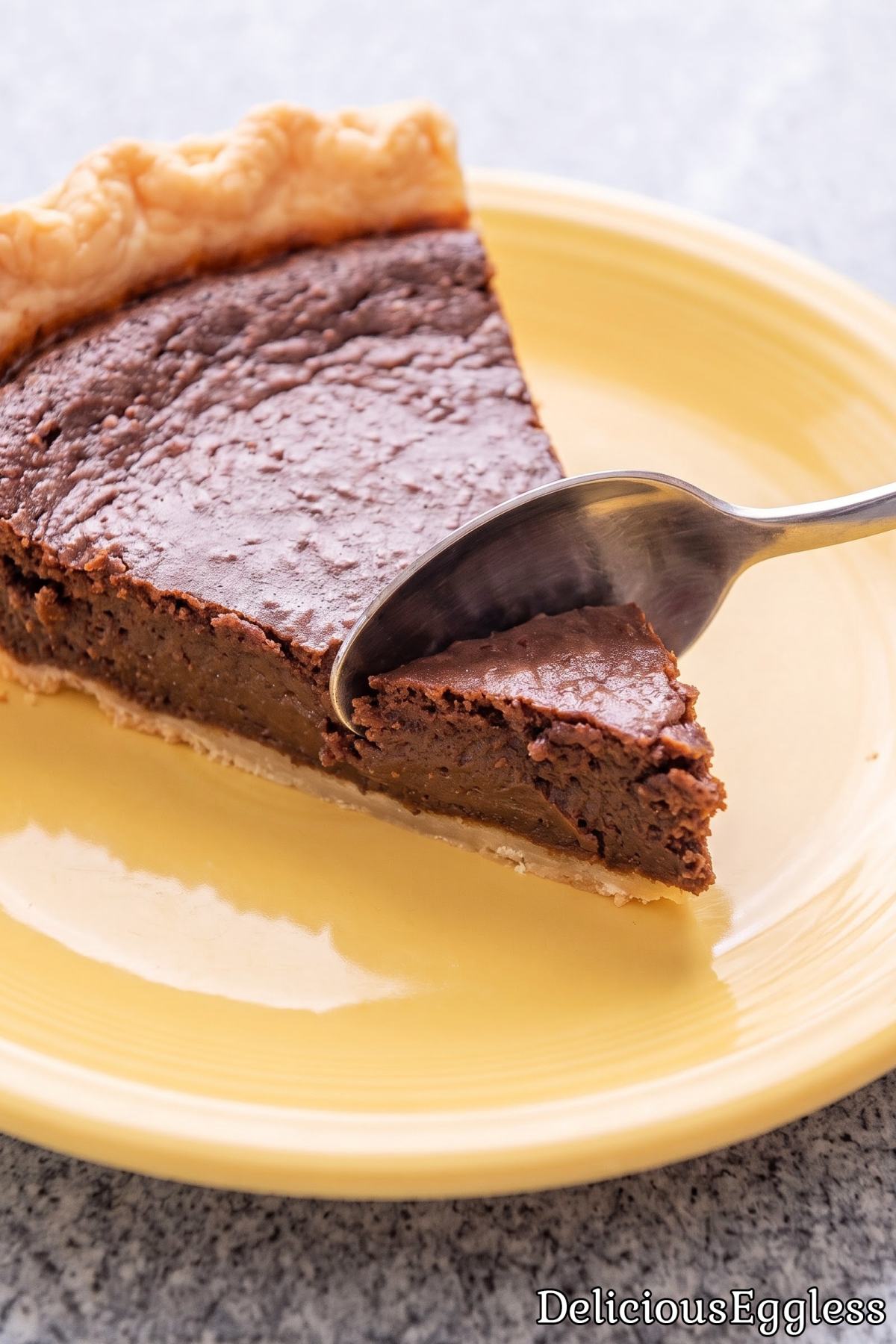 Homemade eggless chocolate chess pie