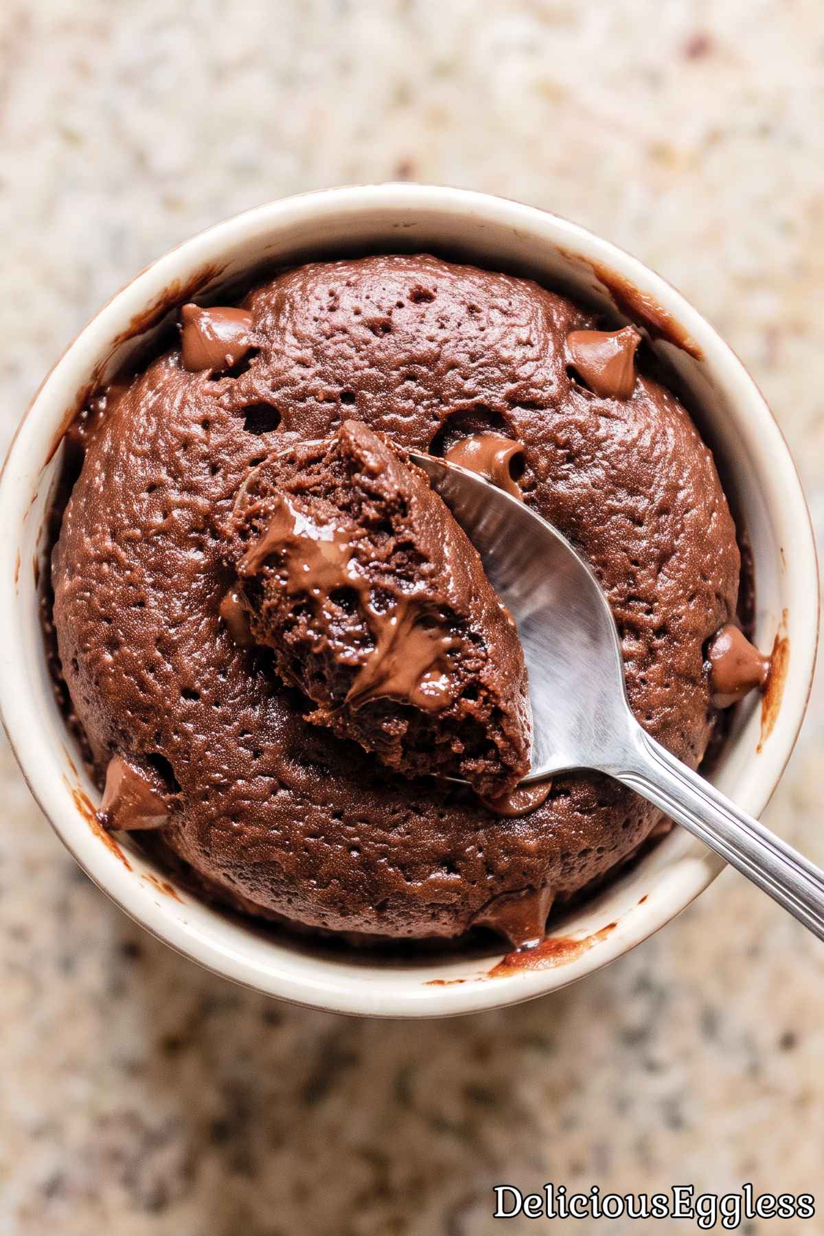 Soft and sweet eggless chocolate mug cake