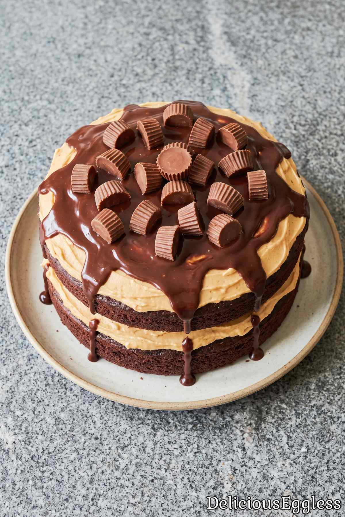 Rich eggless chocolate peanut butter cake