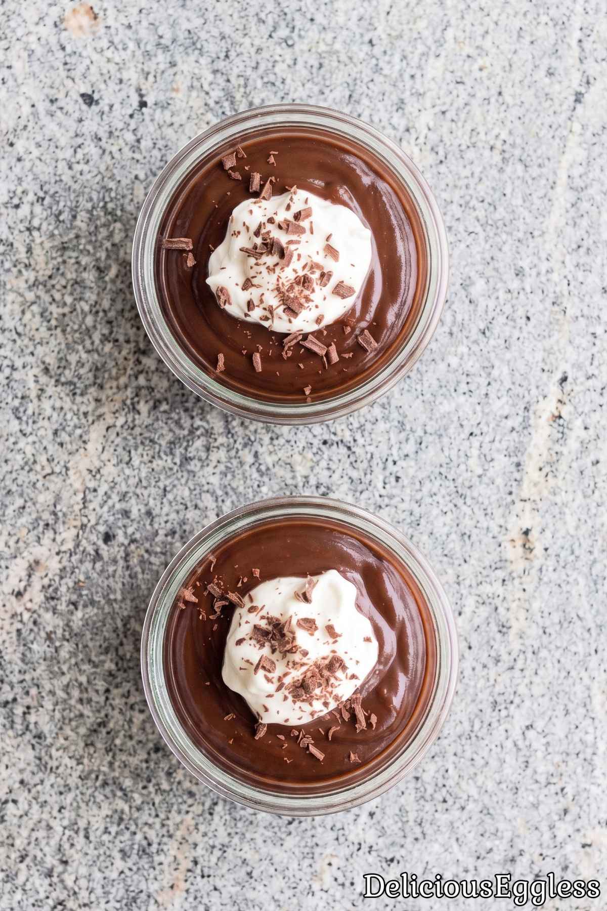 Decadent egg free chocolate pudding cup