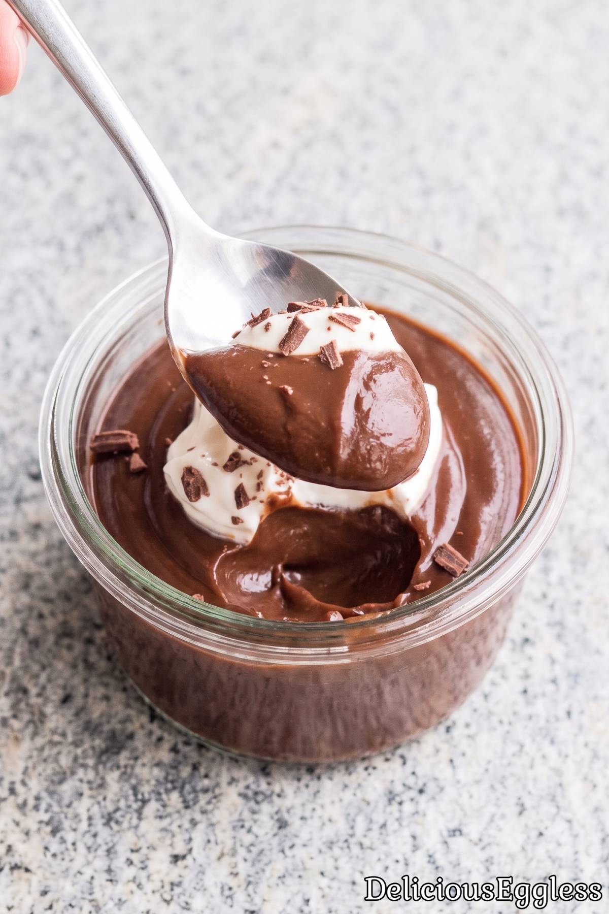 Smooth and sweet eggless chocolate pudding