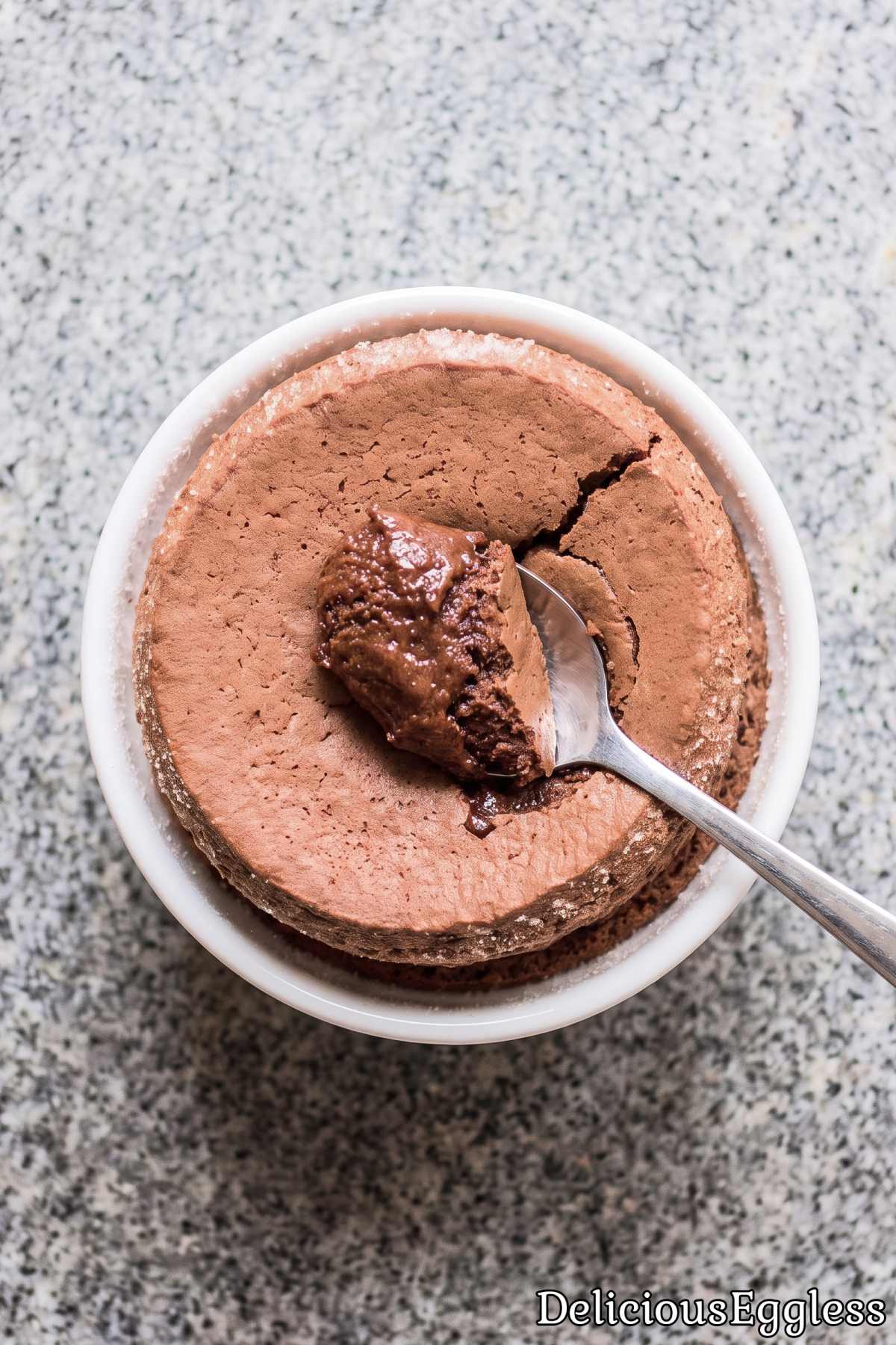 Rich eggless chocolate souffle dessert