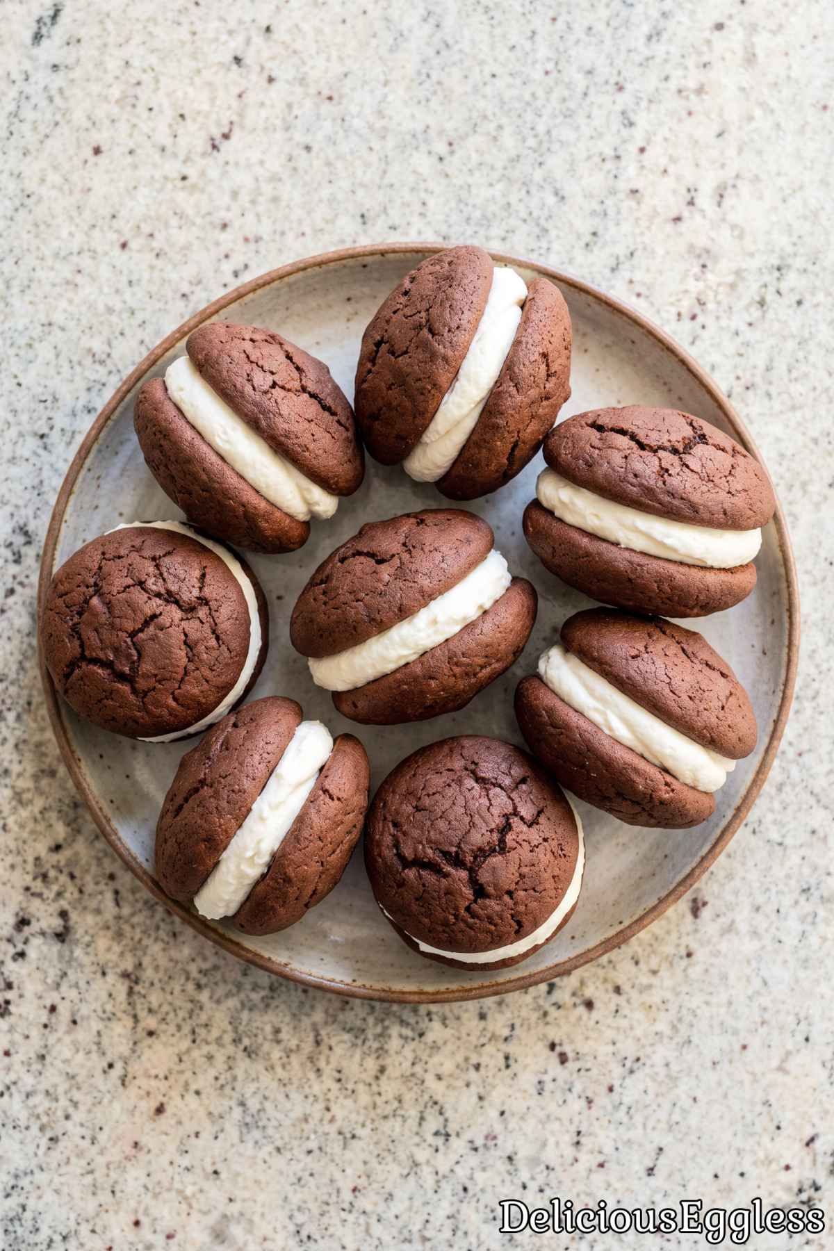 Tasty eggless chocolate whoopie pie treat