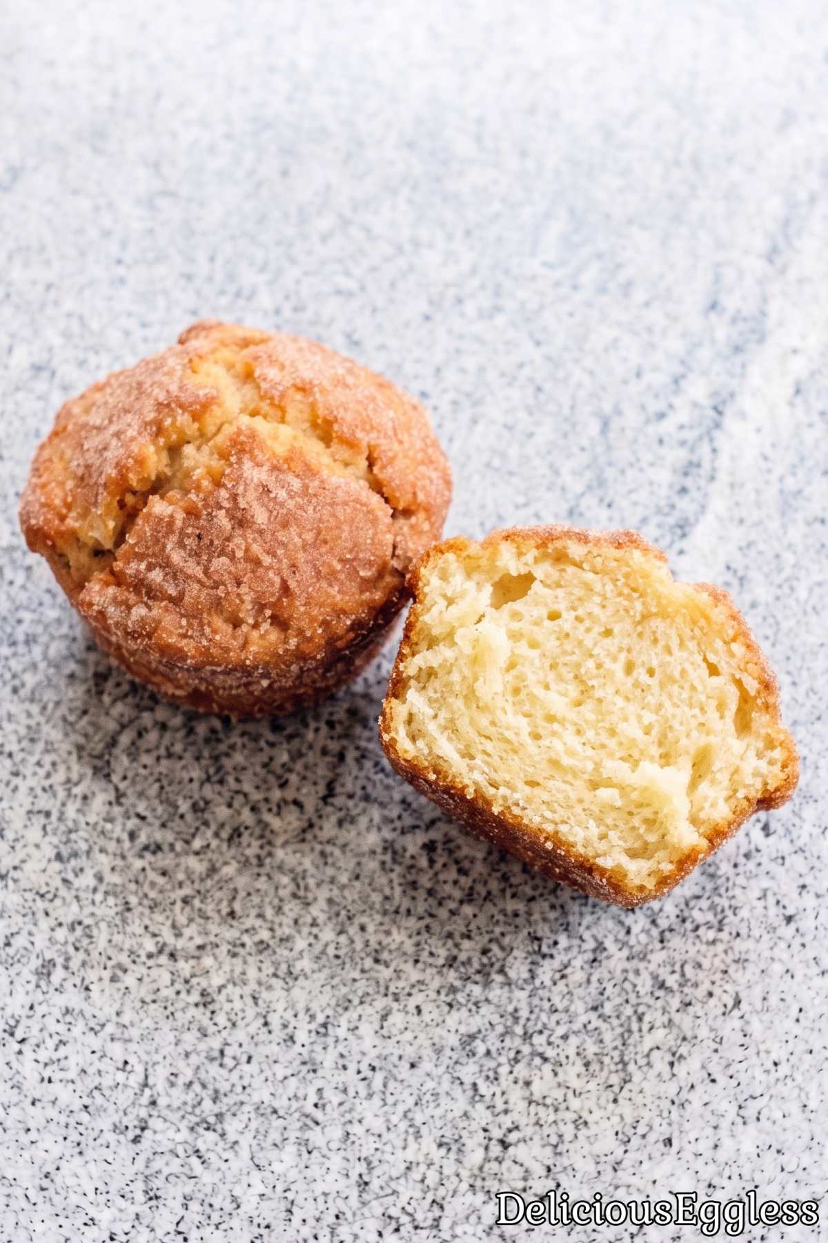 Fresh baked eggless cinnamon donut muffin