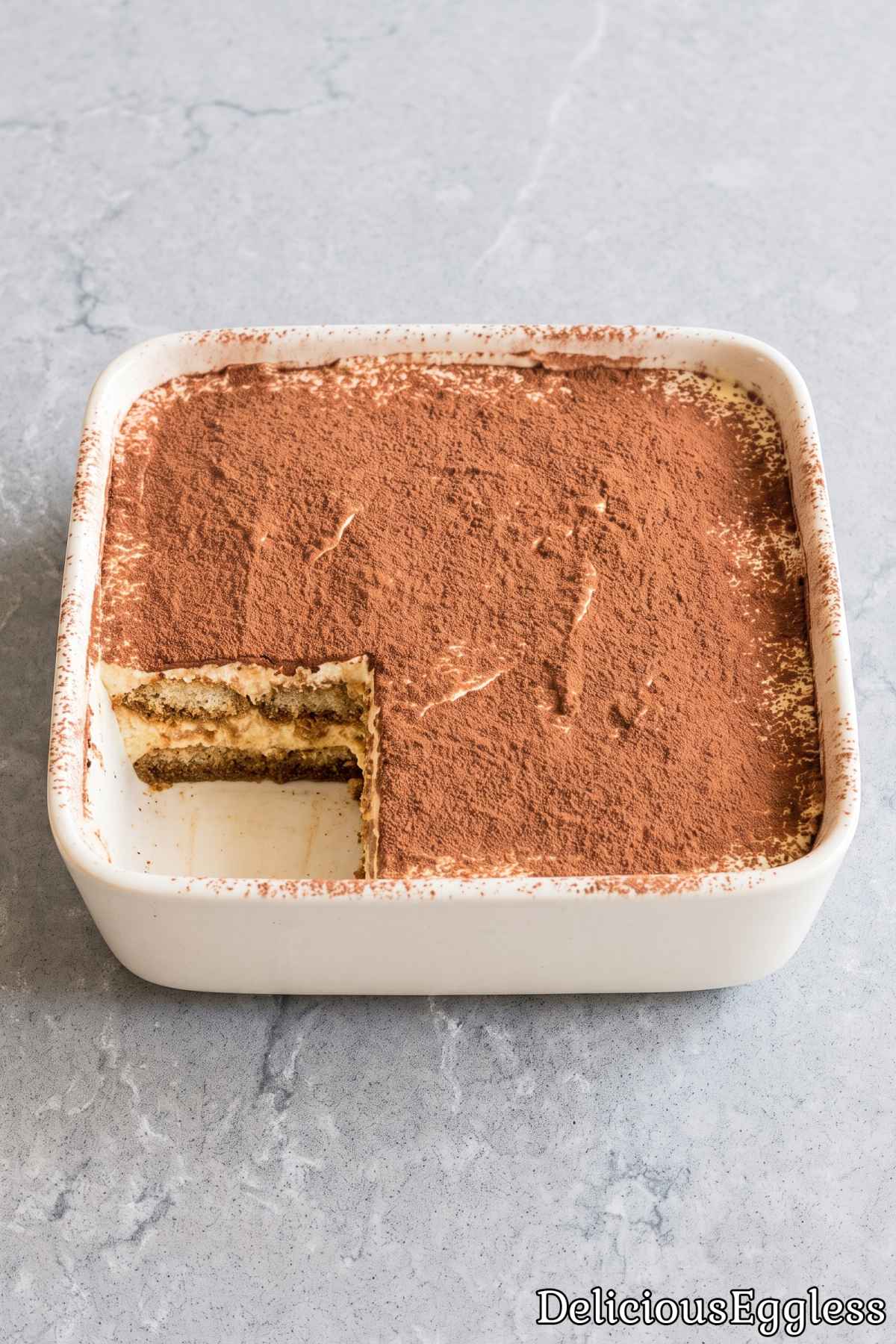 Delicious eggless classic tiramisu dish