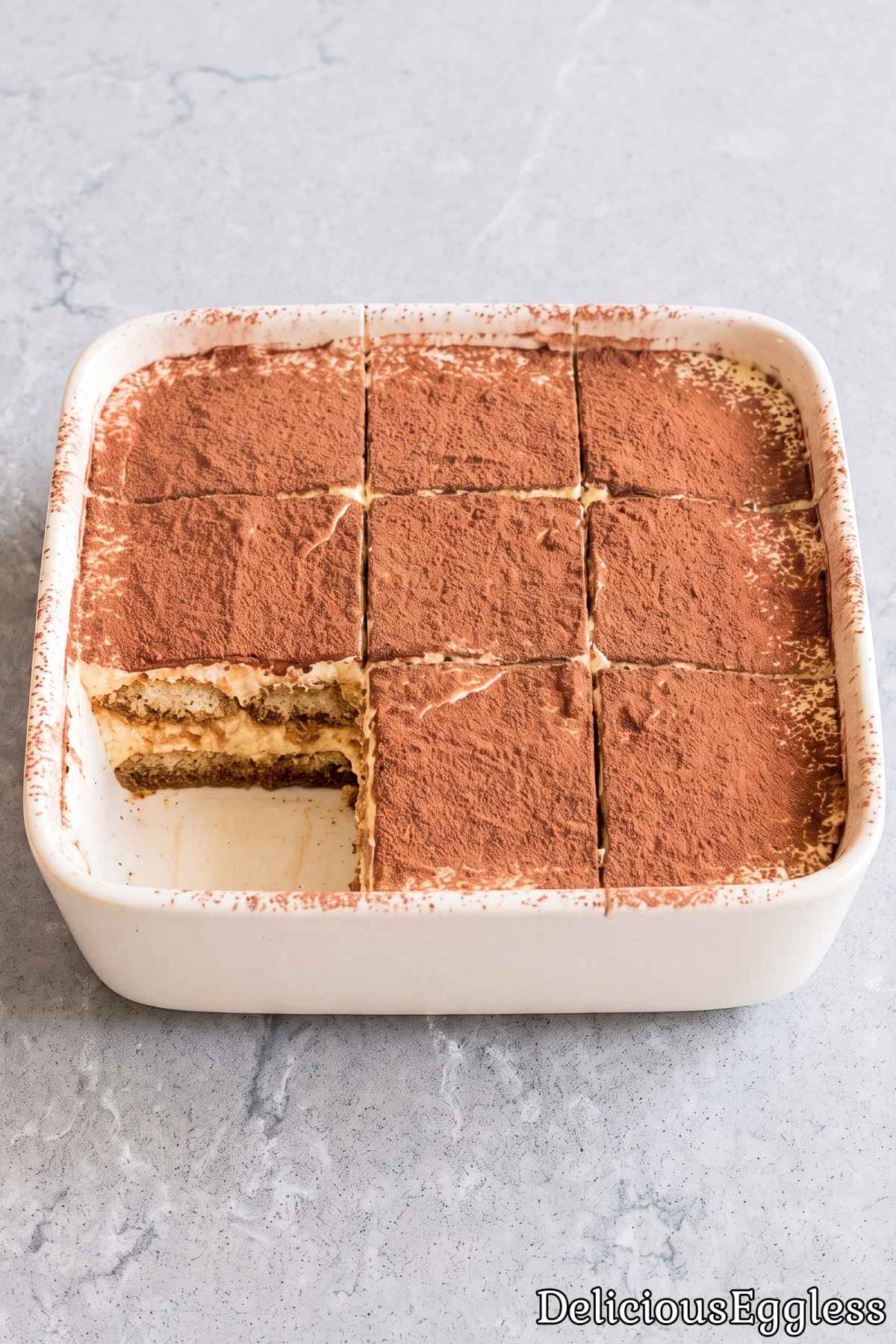 Creamy coffee layered eggless tiramisu