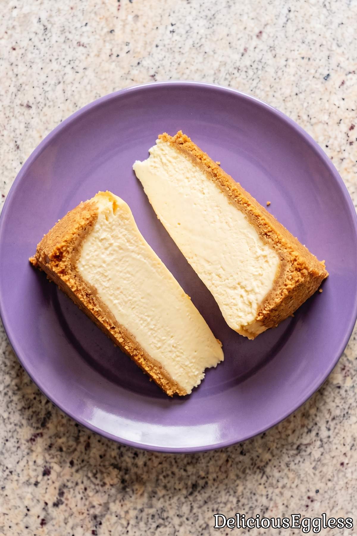 Creamy eggless NY style cheesecake slice