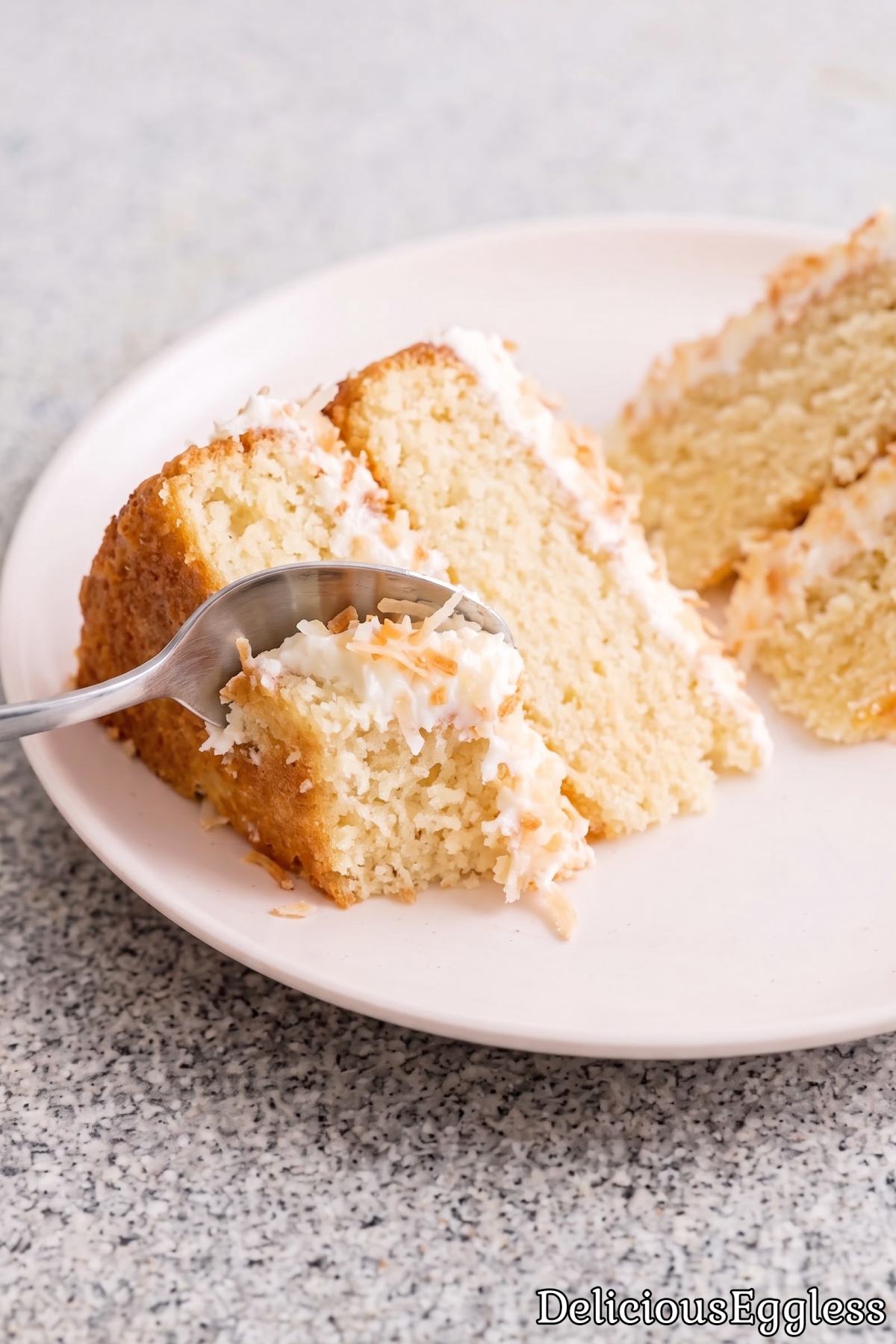Simple eggless coconut layer cake
