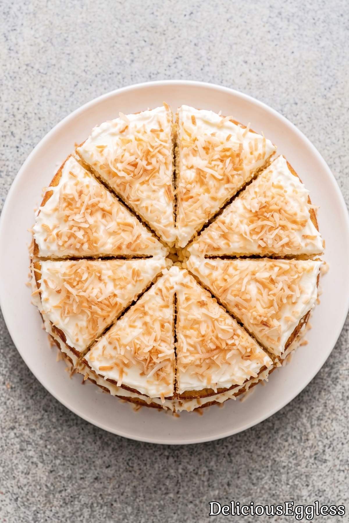 Layered eggless coconut cake dessert