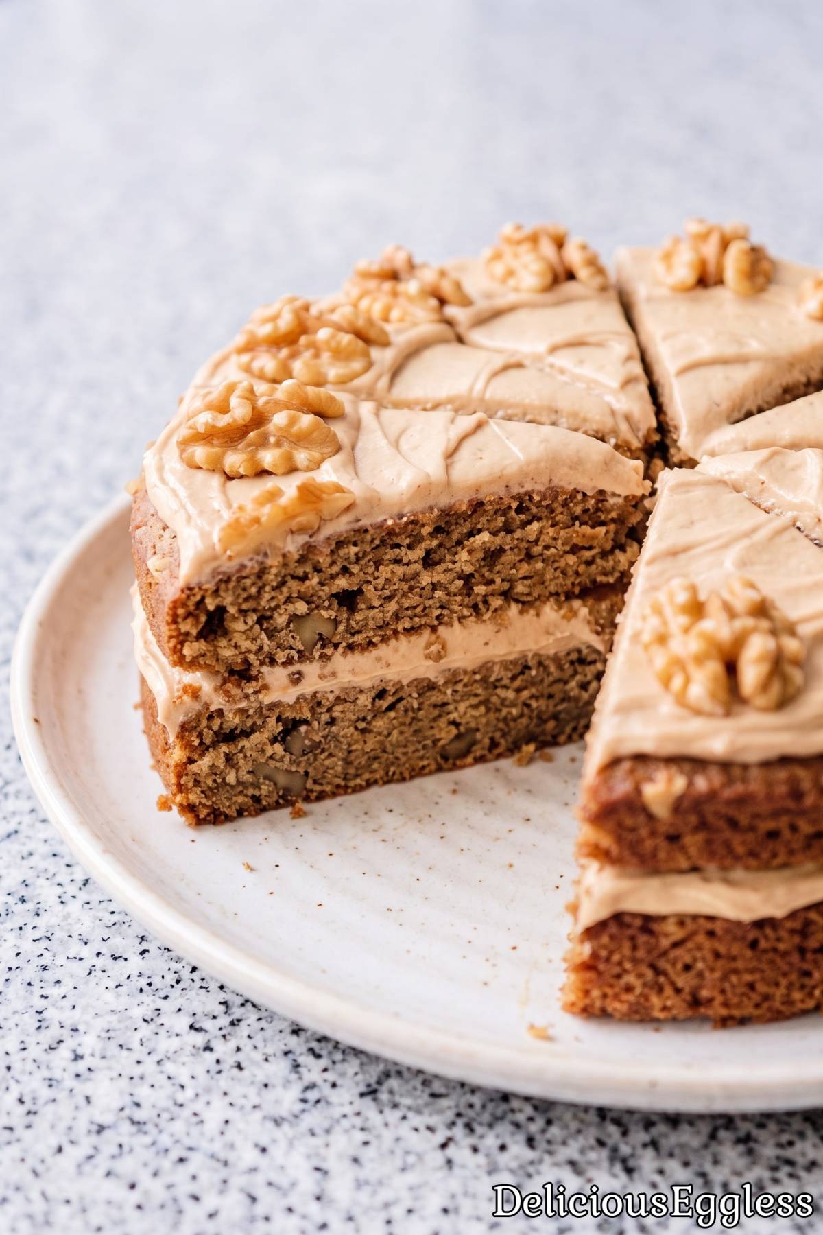 Easy eggless coffee walnut cake dessert