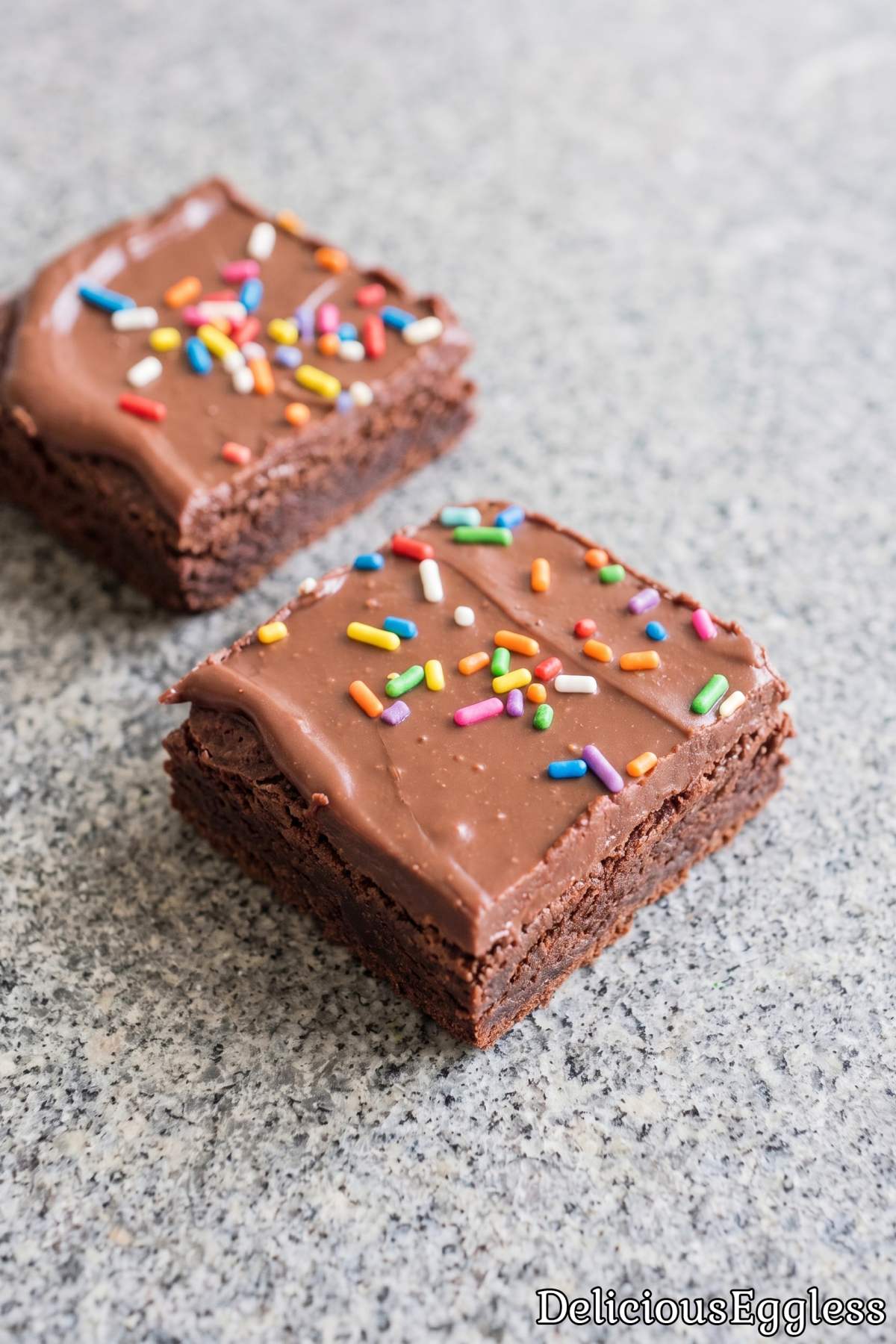 Chewy egg-free cosmic brownies with candy