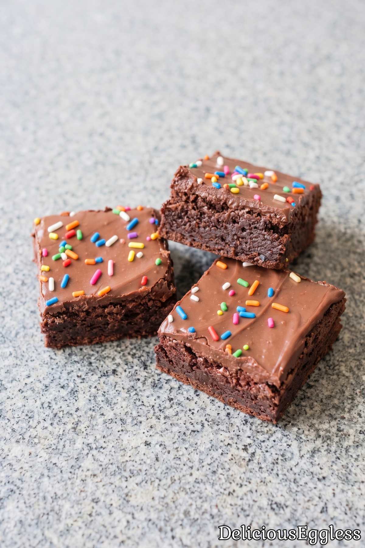Fudgy eggless cosmic brownies with sprinkles