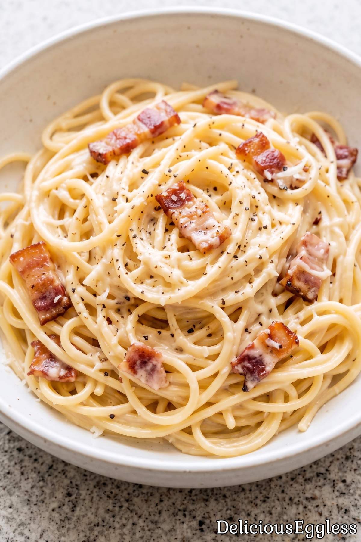 Savory creamy carbonara no eggs
