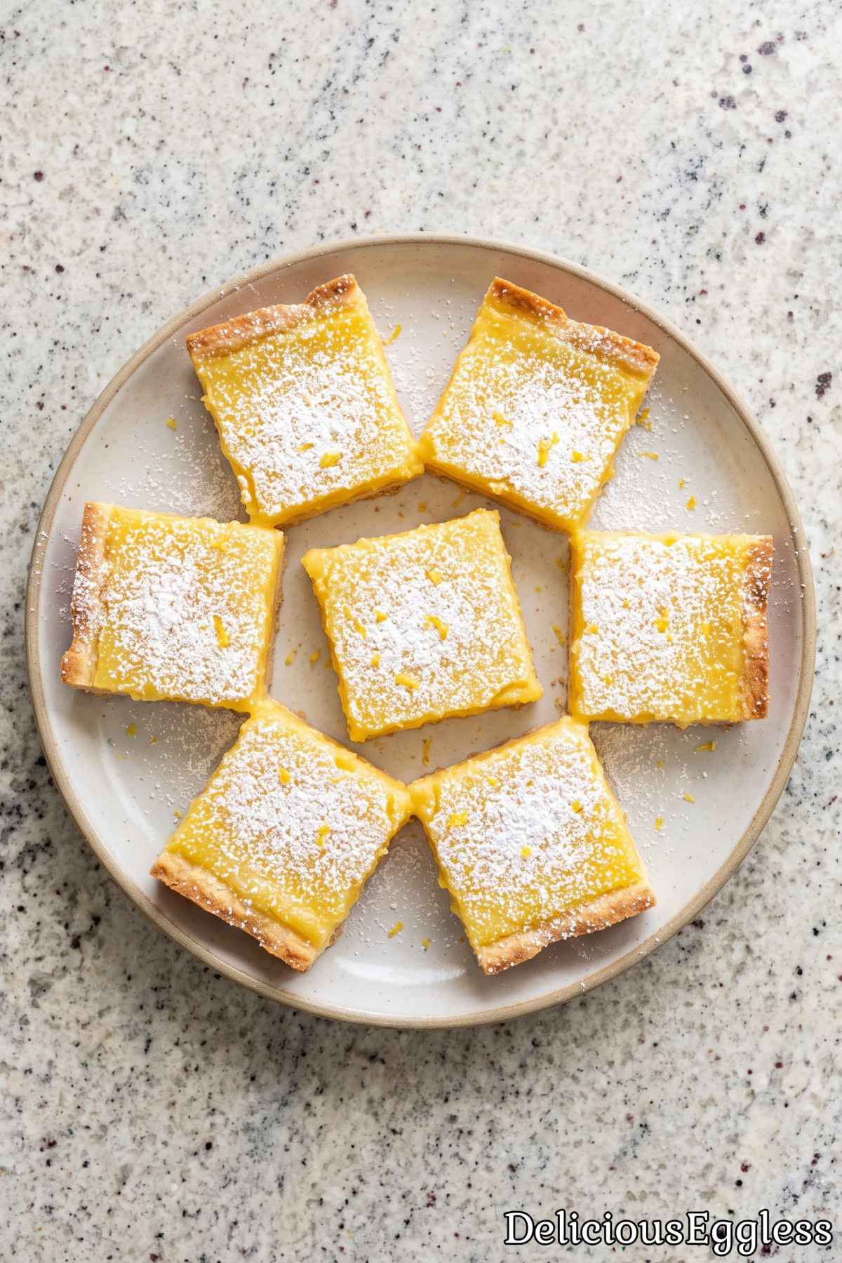 Creamy eggless lemon dessert squares