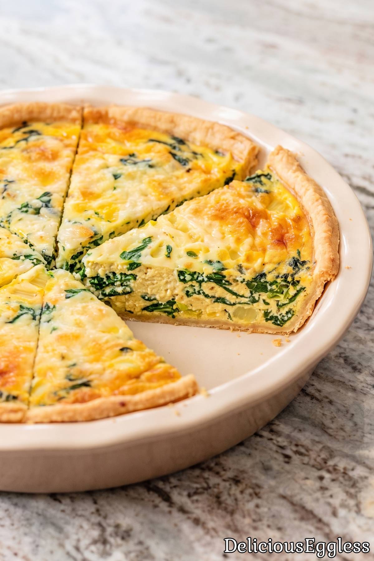 Wholesome baked eggless spinach quiche