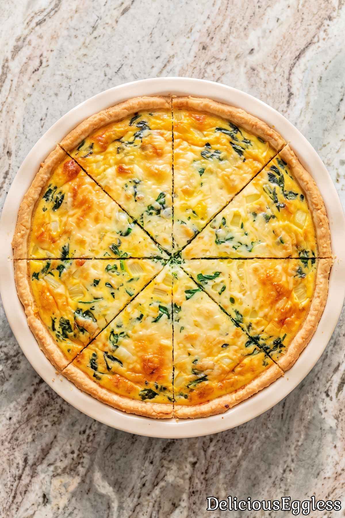 Fresh homemade eggless spinach quiche